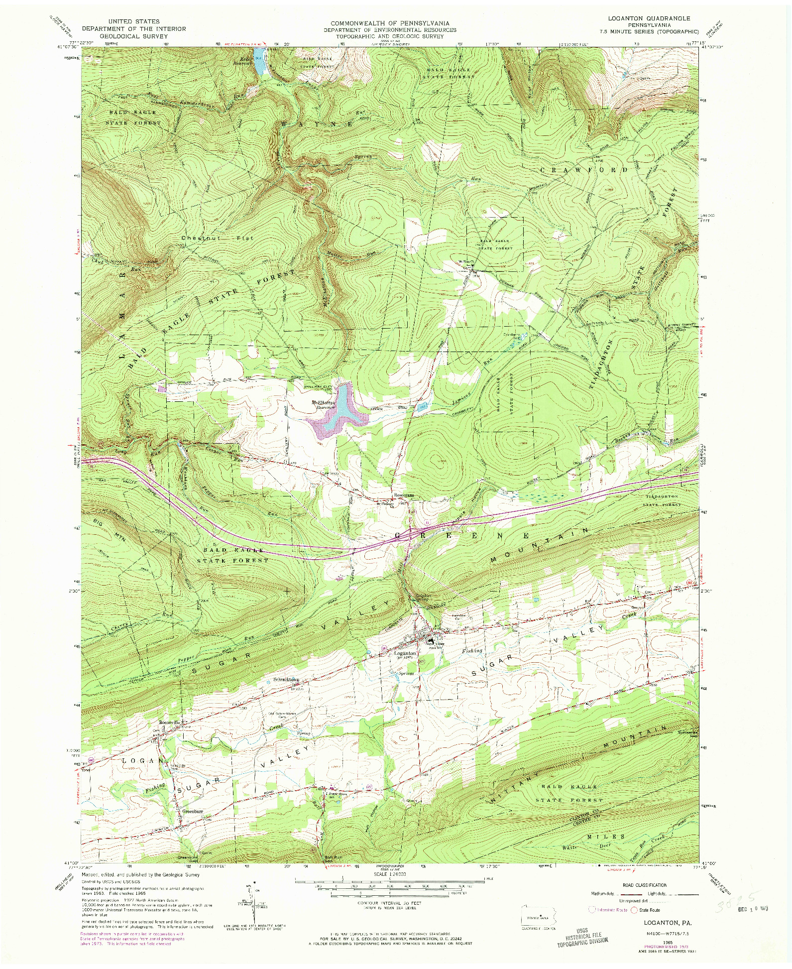 USGS 1:24000-SCALE QUADRANGLE FOR LOGANTON, PA 1965