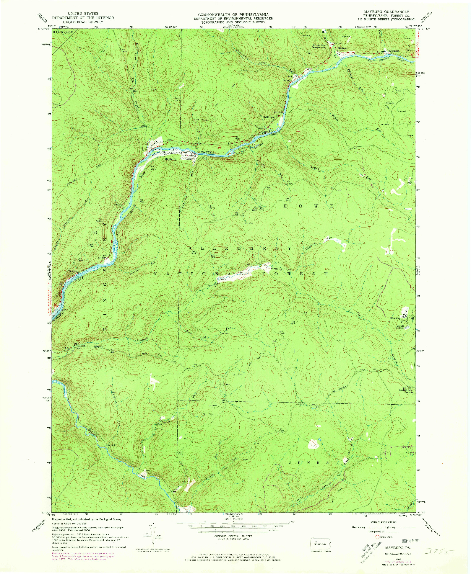 USGS 1:24000-SCALE QUADRANGLE FOR MAYBURG, PA 1966