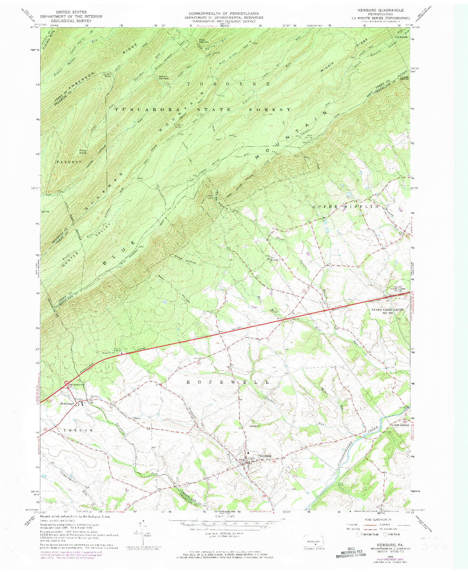 USGS 1:24000-SCALE QUADRANGLE FOR NEWBURG, PA 1966
