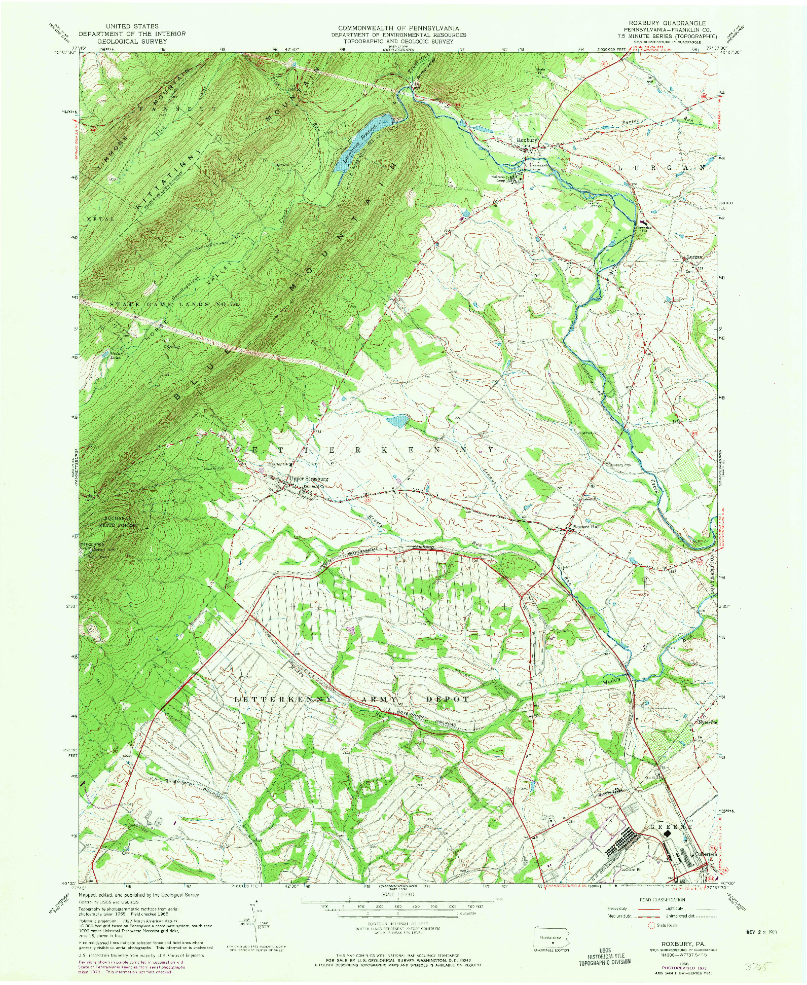 USGS 1:24000-SCALE QUADRANGLE FOR ROXBURY, PA 1966