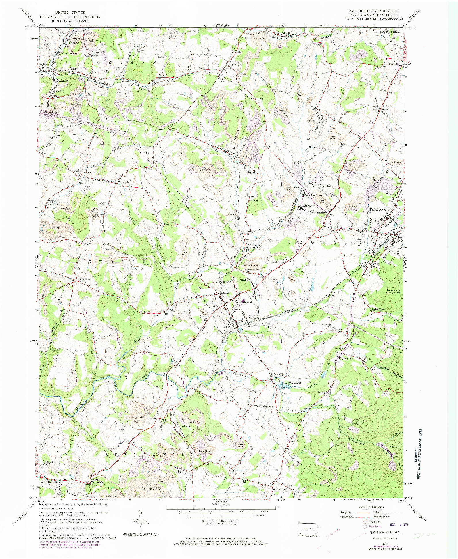 USGS 1:24000-SCALE QUADRANGLE FOR SMITHFIELD, PA 1964