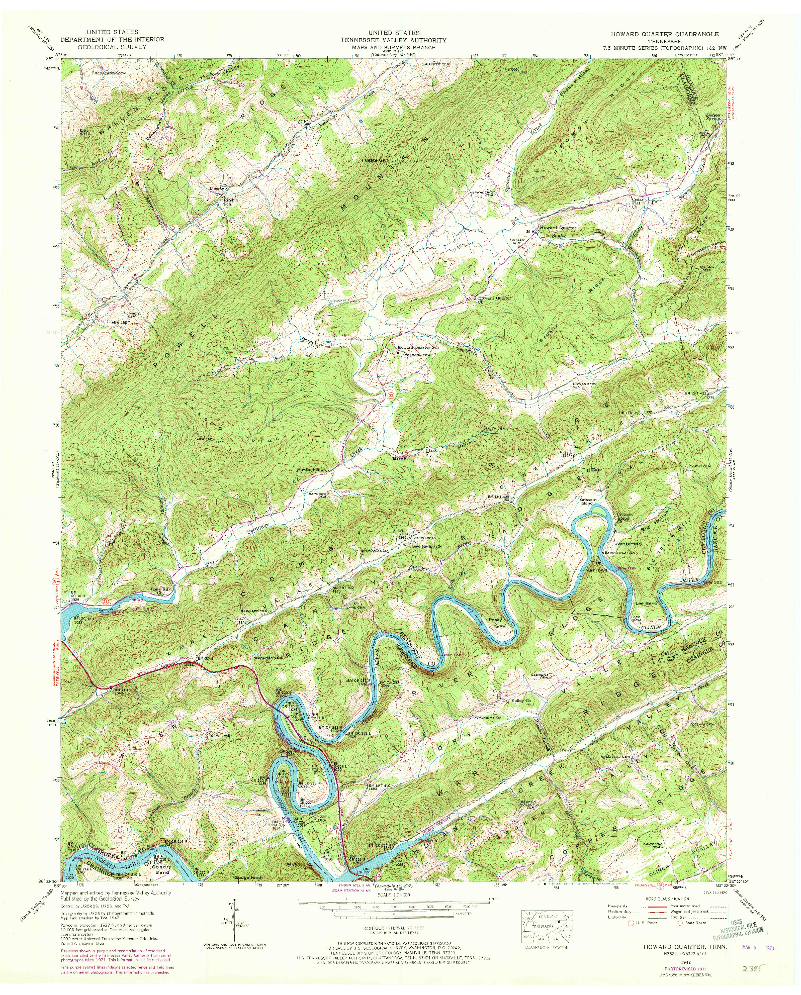 USGS 1:24000-SCALE QUADRANGLE FOR HOWARD QUARTER, TN 1942