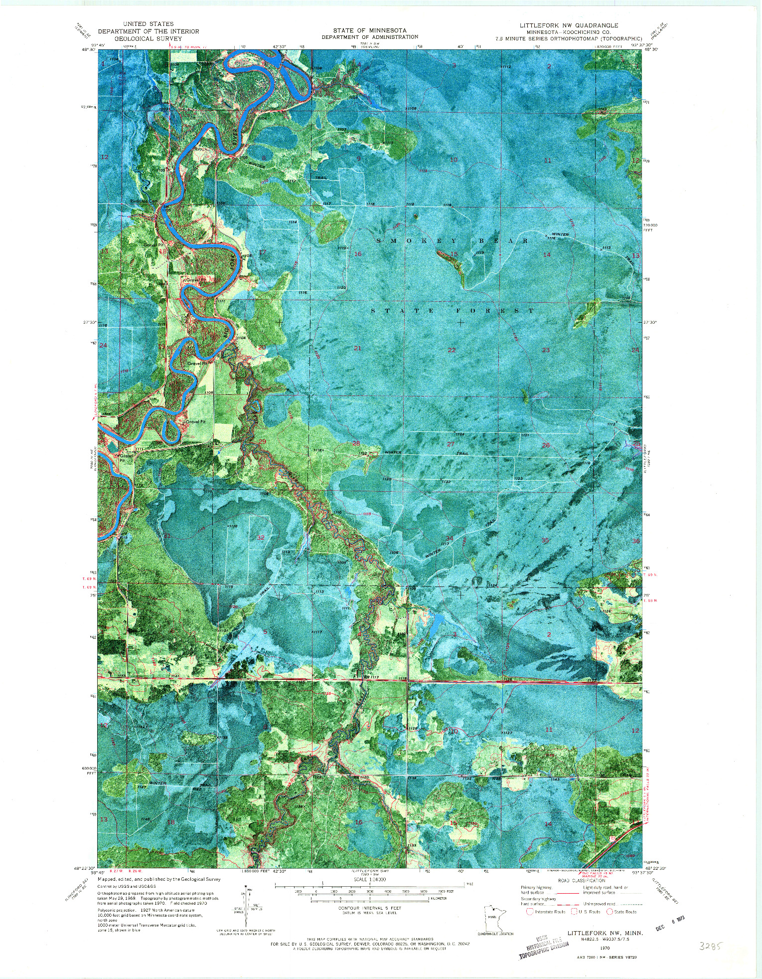 USGS 1:24000-SCALE QUADRANGLE FOR LITTLEFORK NW, MN 1970