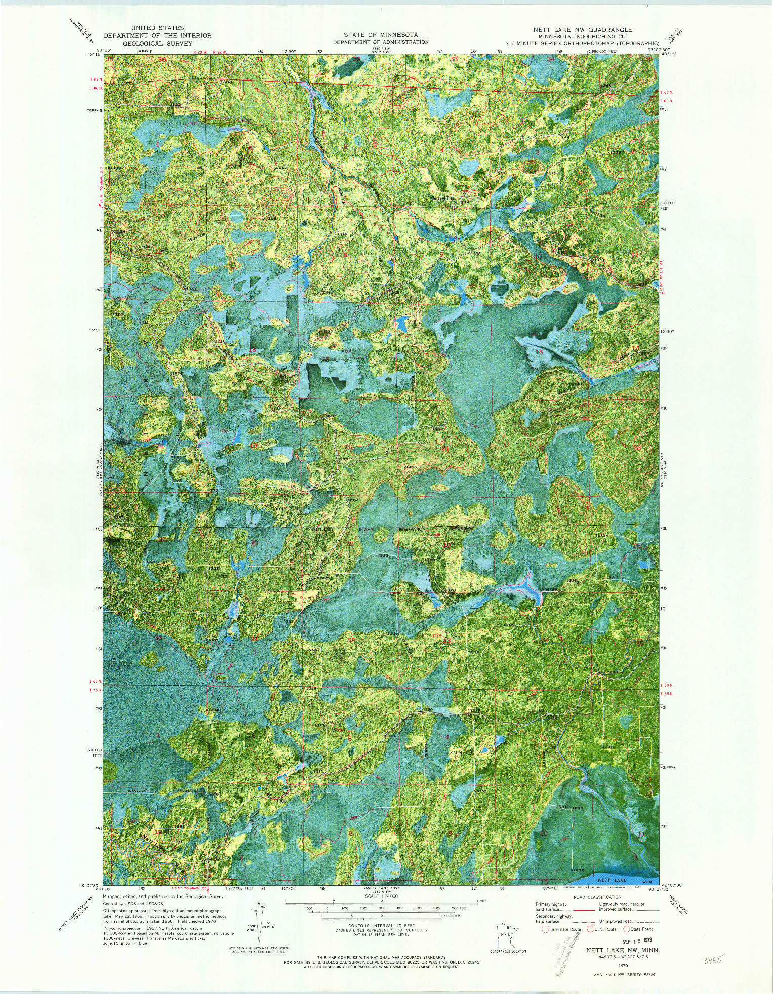 USGS 1:24000-SCALE QUADRANGLE FOR NETT LAKE NW, MN 1970