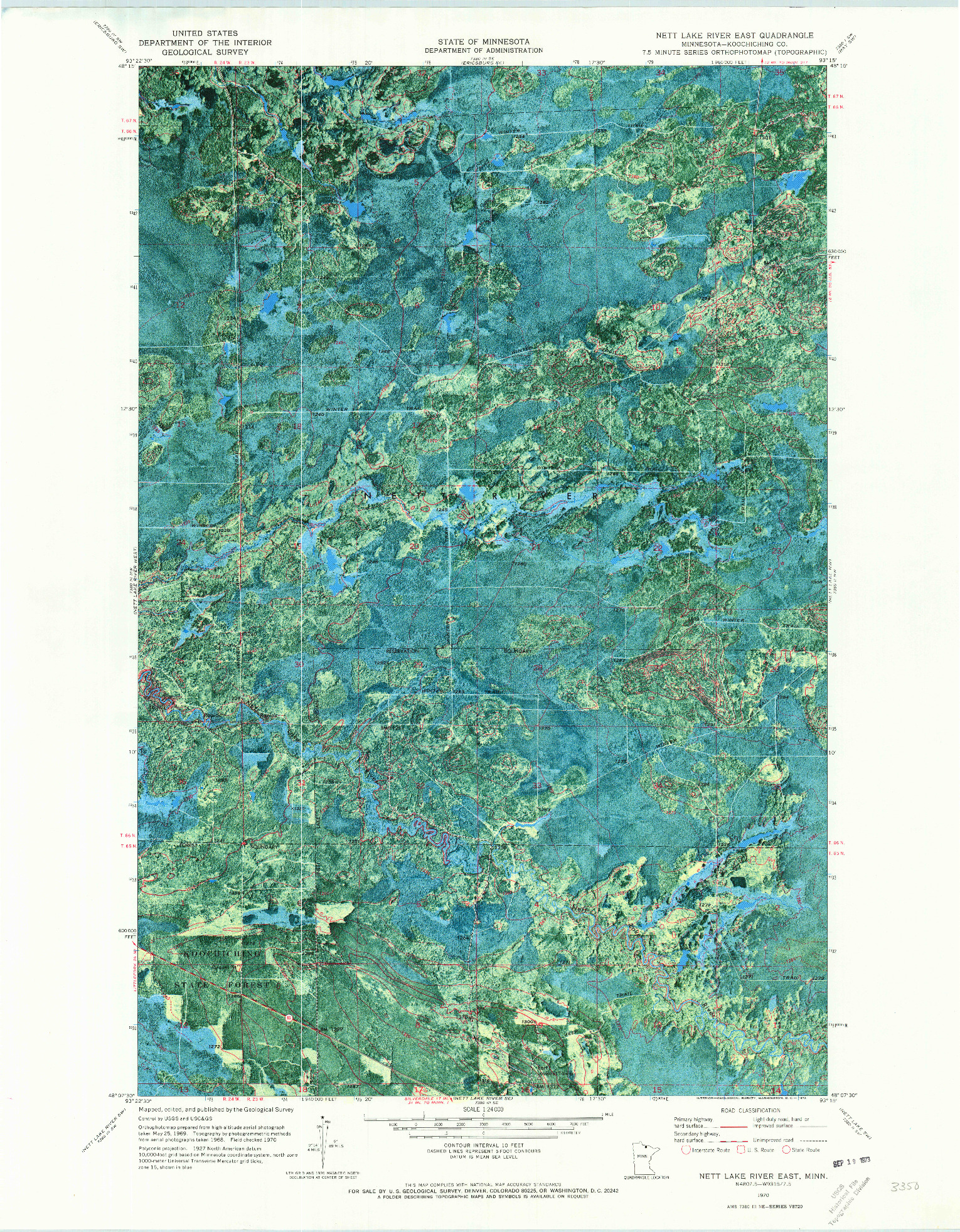 USGS 1:24000-SCALE QUADRANGLE FOR NETT LAKE RIVER EAST, MN 1970