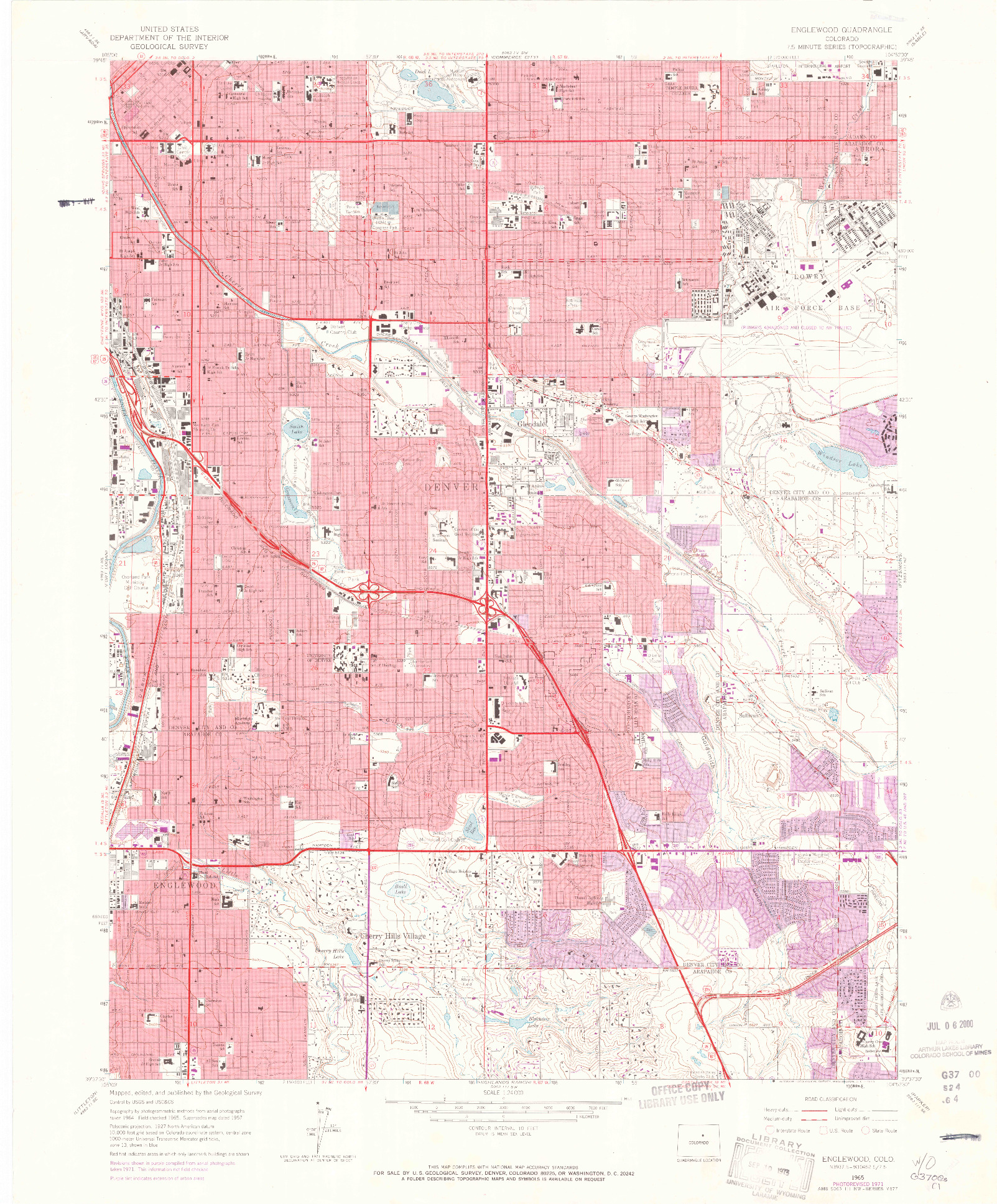 USGS 1:24000-SCALE QUADRANGLE FOR ENGLEWOOD, CO 1965
