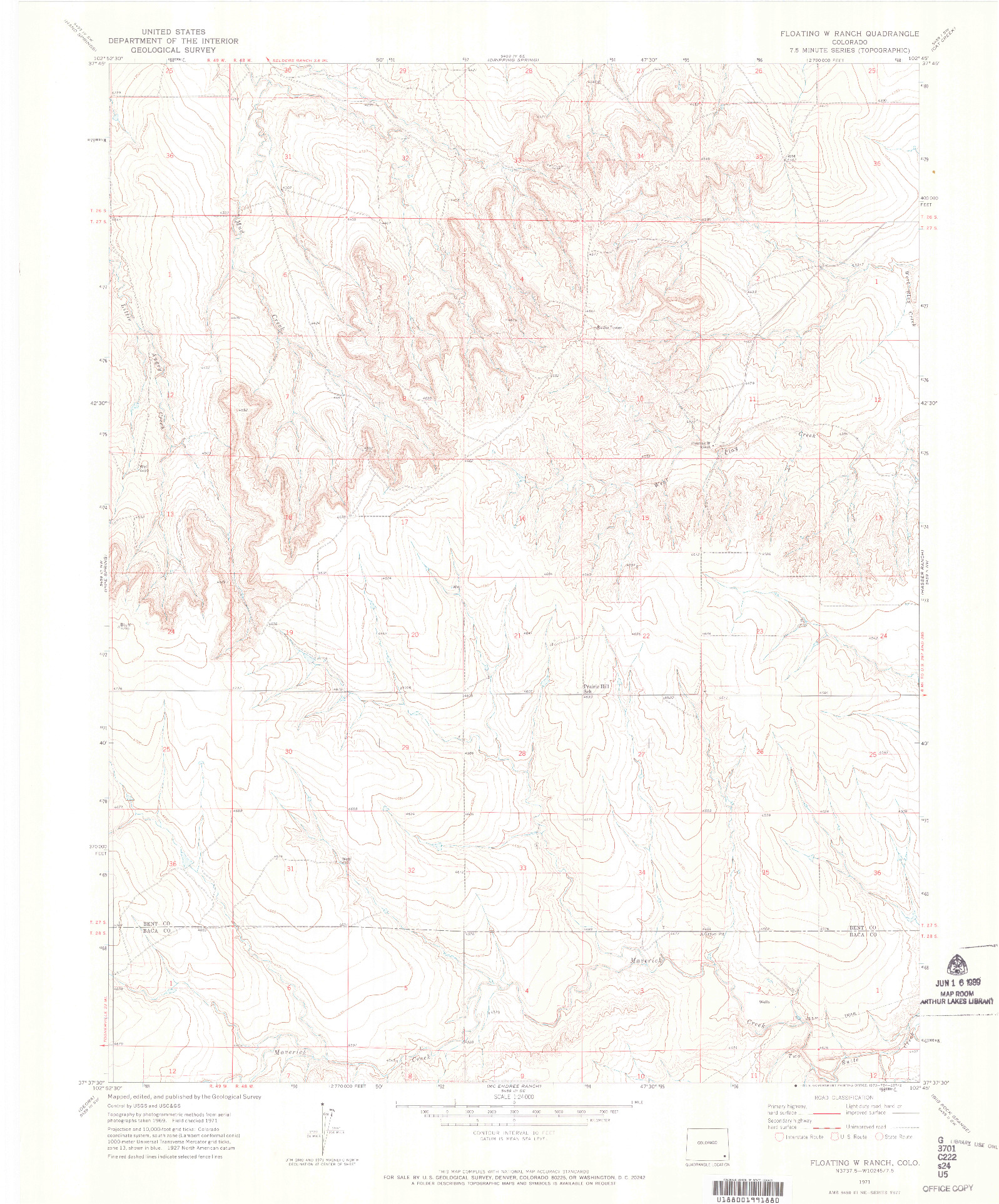 USGS 1:24000-SCALE QUADRANGLE FOR FLOATING W RANCH, CO 1971
