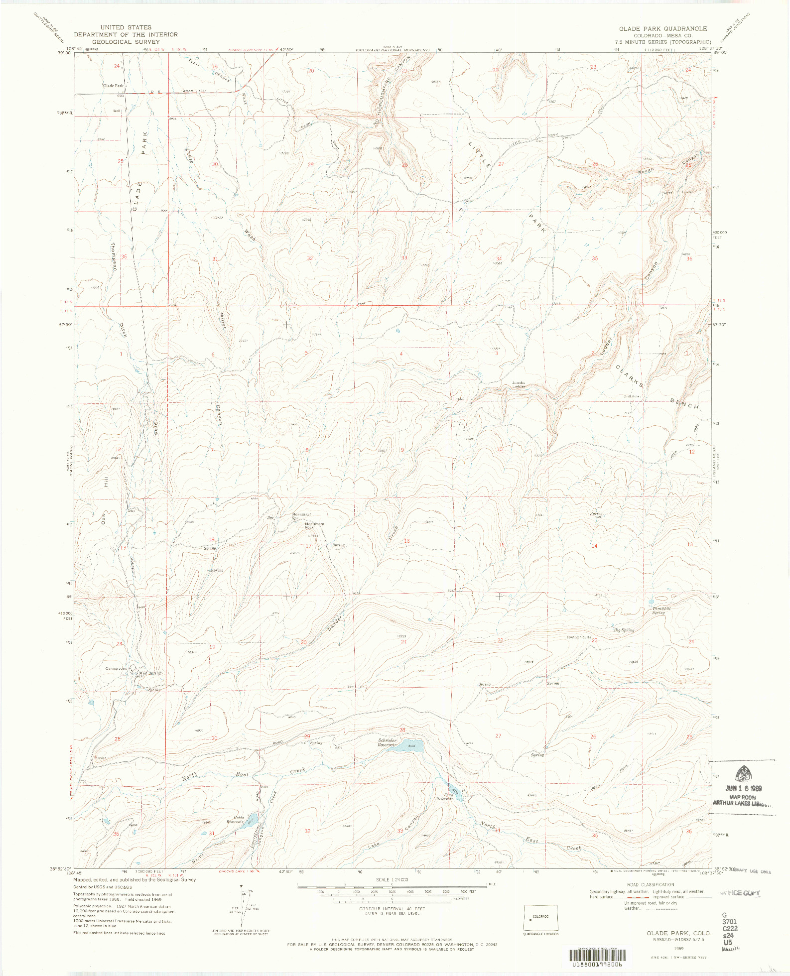 USGS 1:24000-SCALE QUADRANGLE FOR GLADE PARK, CO 1969