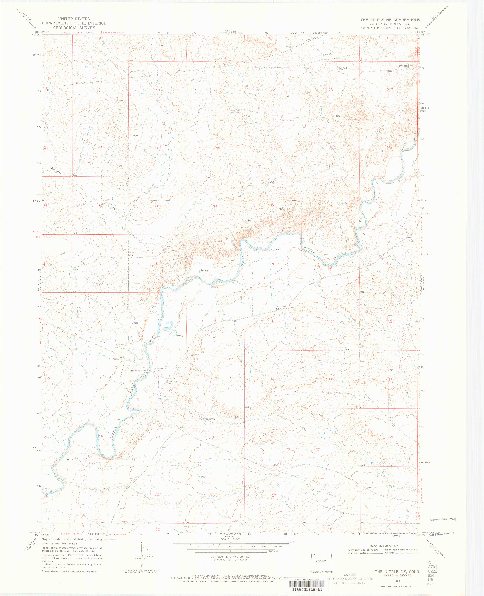 USGS 1:24000-SCALE QUADRANGLE FOR THE NIPPLE NE, CO 1969