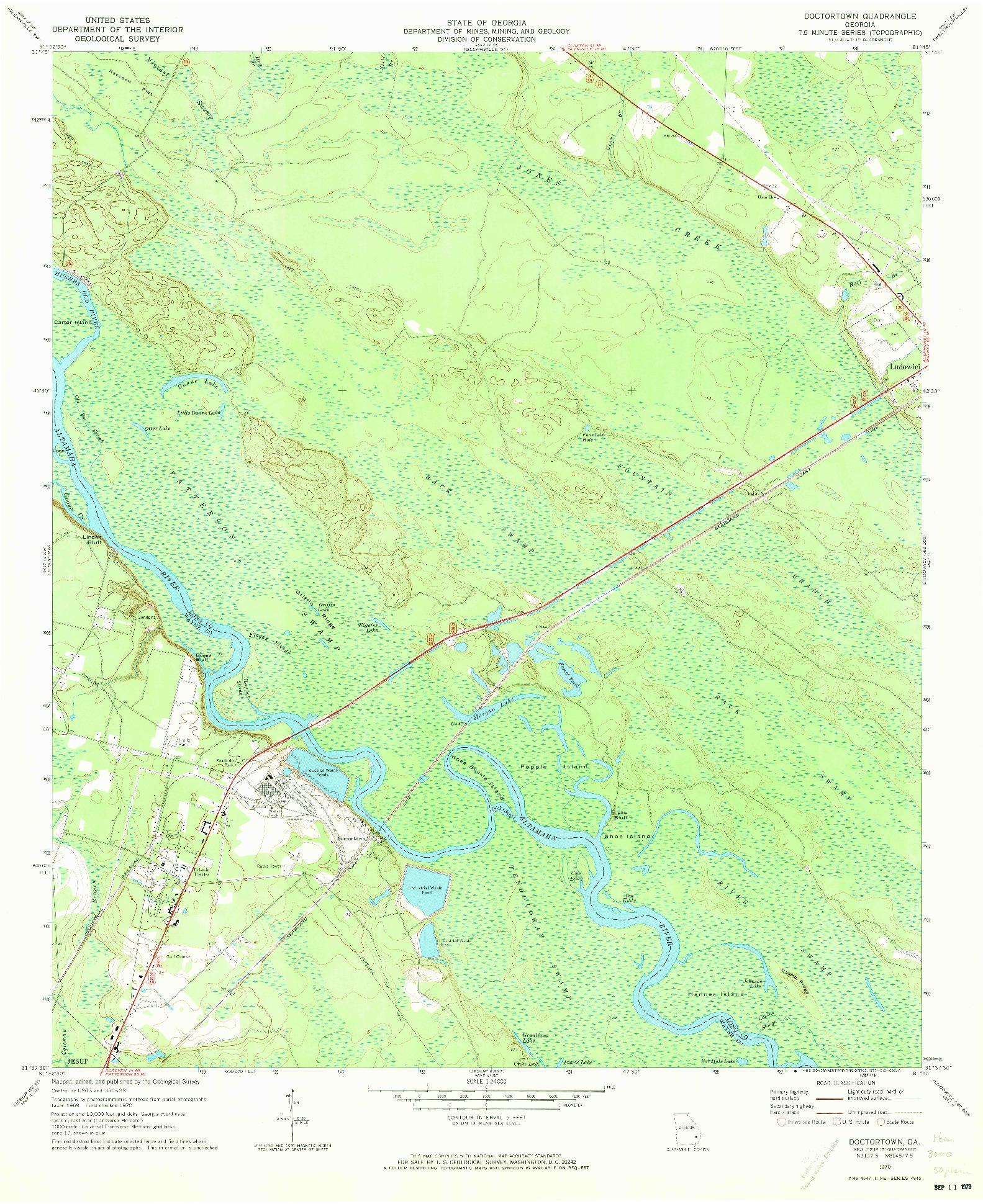 USGS 1:24000-SCALE QUADRANGLE FOR DOCTORTOWN, GA 1970