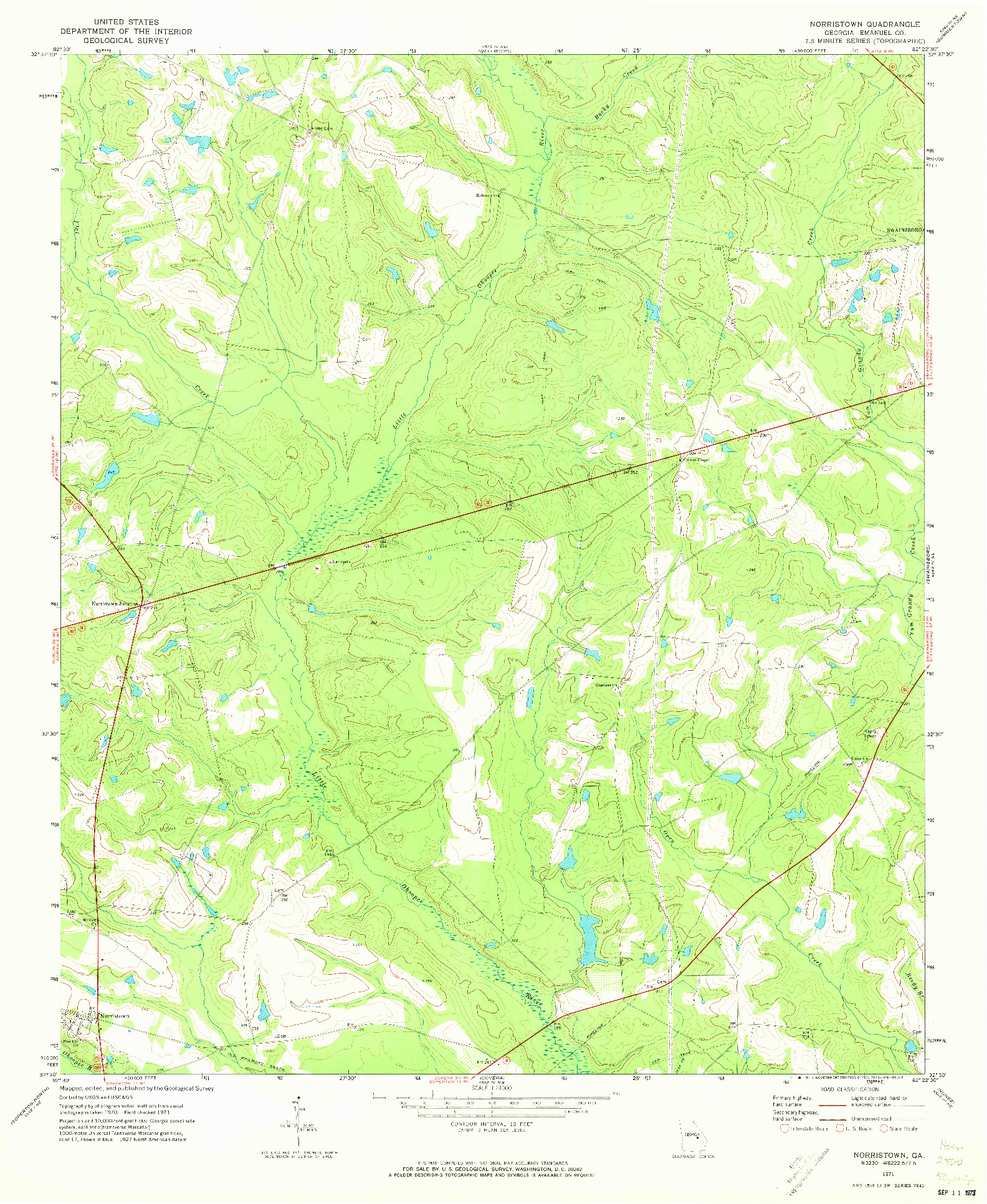 USGS 1:24000-SCALE QUADRANGLE FOR NORRISTOWN, GA 1971