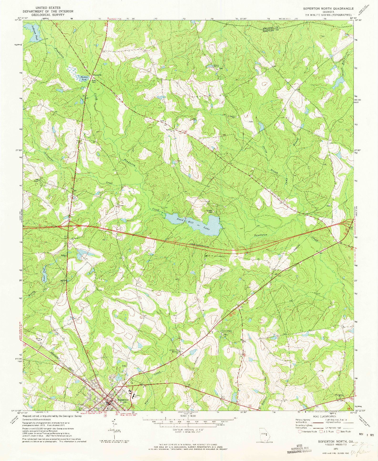USGS 1:24000-SCALE QUADRANGLE FOR SOPERTON NORTH, GA 1971