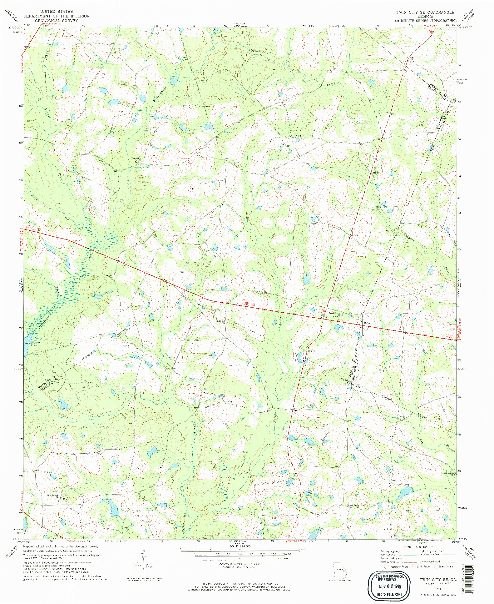 USGS 1:24000-SCALE QUADRANGLE FOR TWIN CITY SE, GA 1971