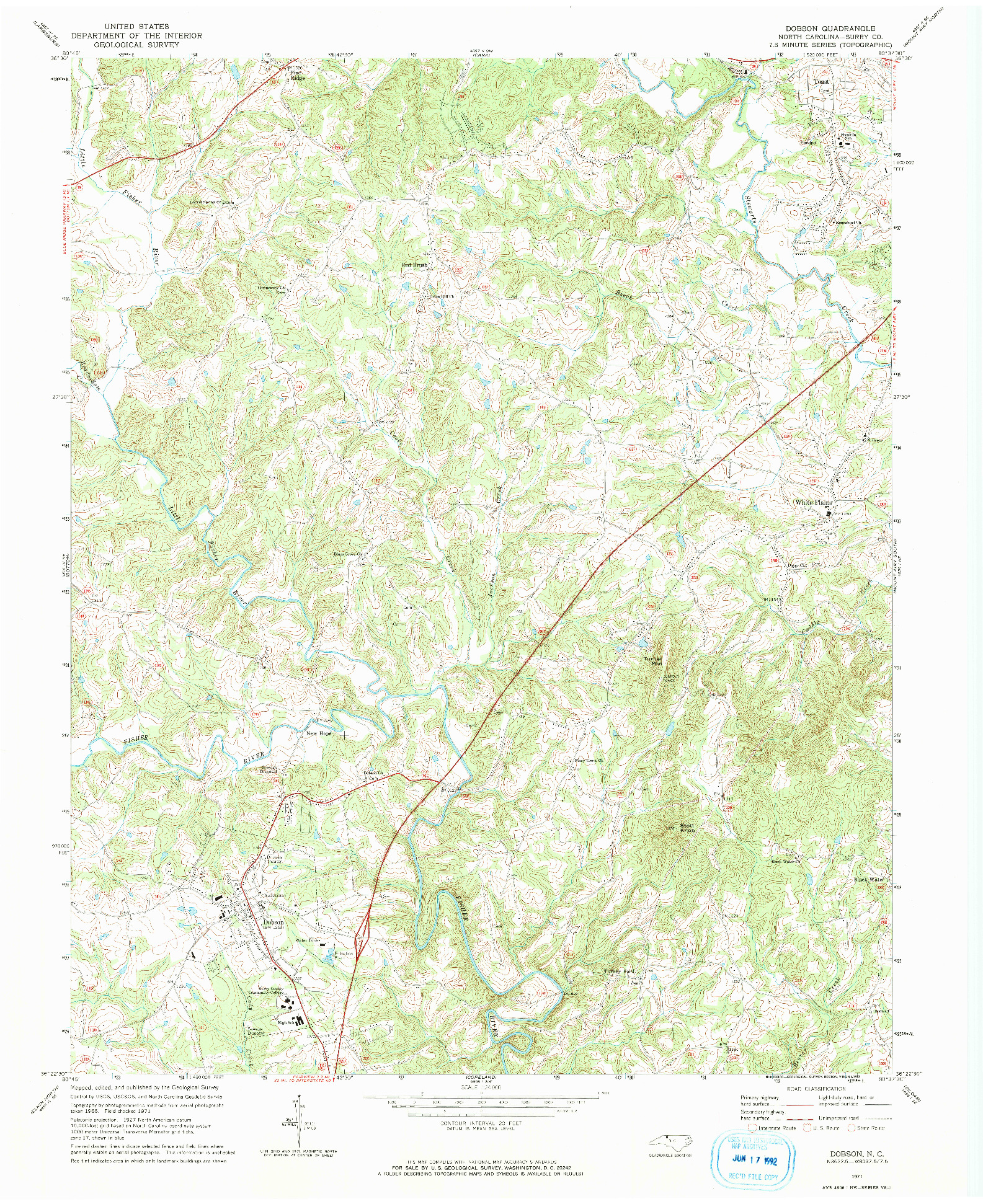 USGS 1:24000-SCALE QUADRANGLE FOR DOBSON, NC 1971