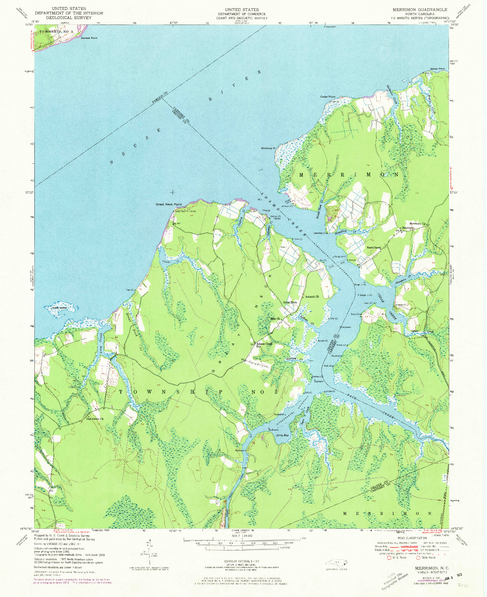 USGS 1:24000-SCALE QUADRANGLE FOR MERRIMON, NC 1951