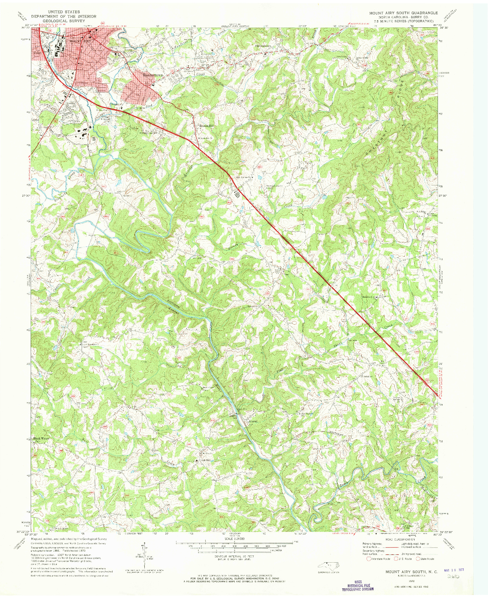 USGS 1:24000-SCALE QUADRANGLE FOR MOUNT AIRY SOUTH, NC 1970