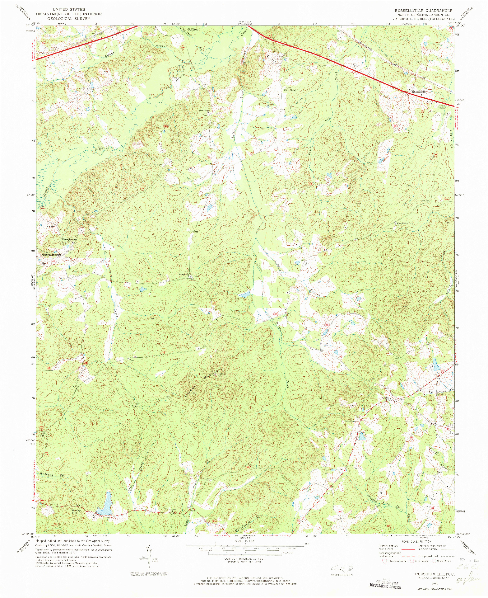 USGS 1:24000-SCALE QUADRANGLE FOR RUSSELLVILLE, NC 1971
