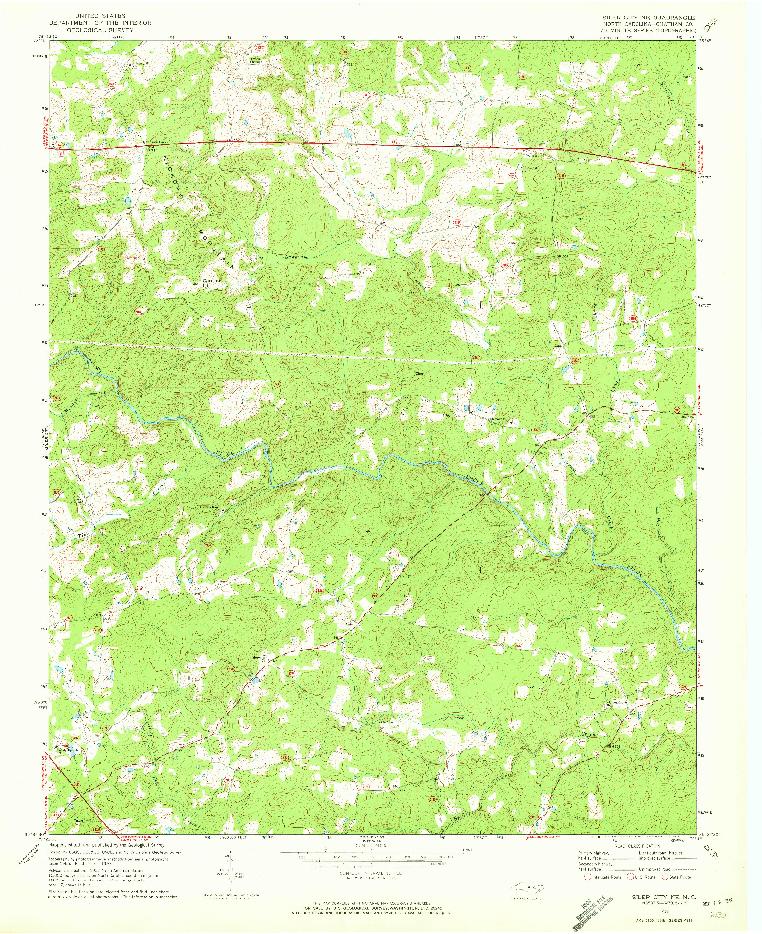 USGS 1:24000-SCALE QUADRANGLE FOR SILER CITY NE, NC 1970