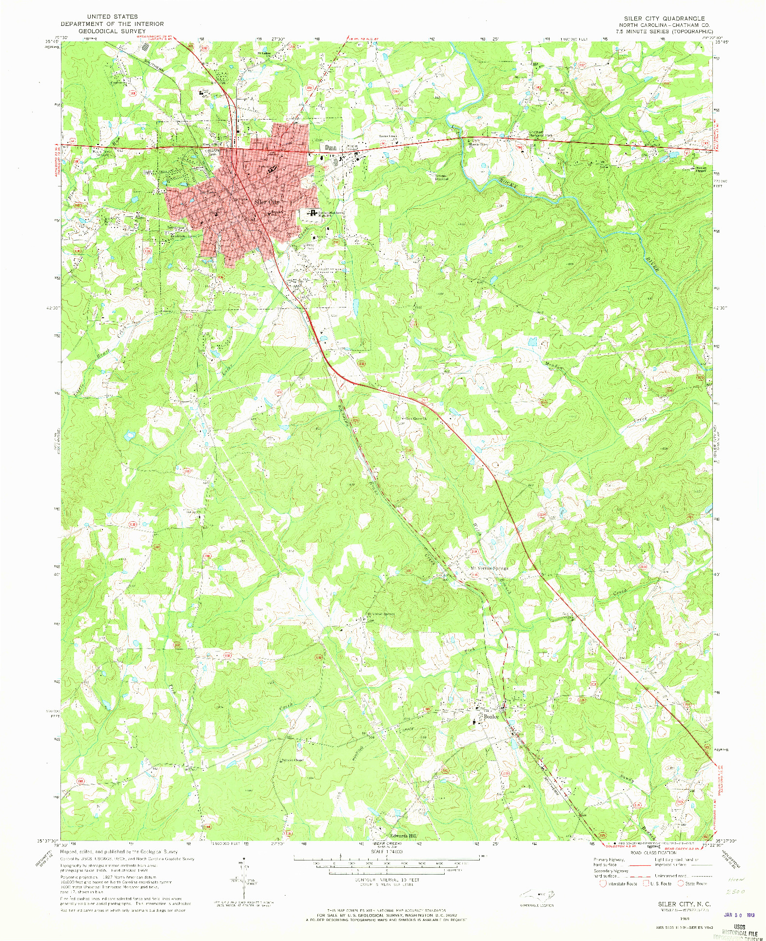 USGS 1:24000-SCALE QUADRANGLE FOR SILER CITY, NC 1969
