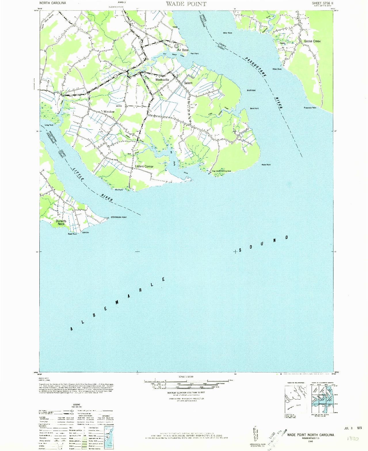 USGS 1:62500-SCALE QUADRANGLE FOR WADE POINT, NC 1940