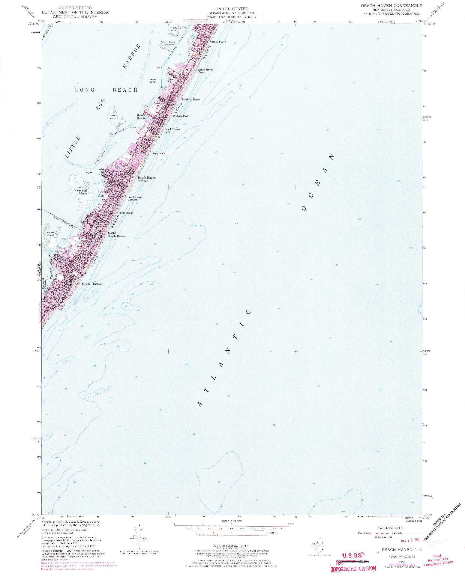 USGS 1:24000-SCALE QUADRANGLE FOR BEACH HAVEN, NJ 1951