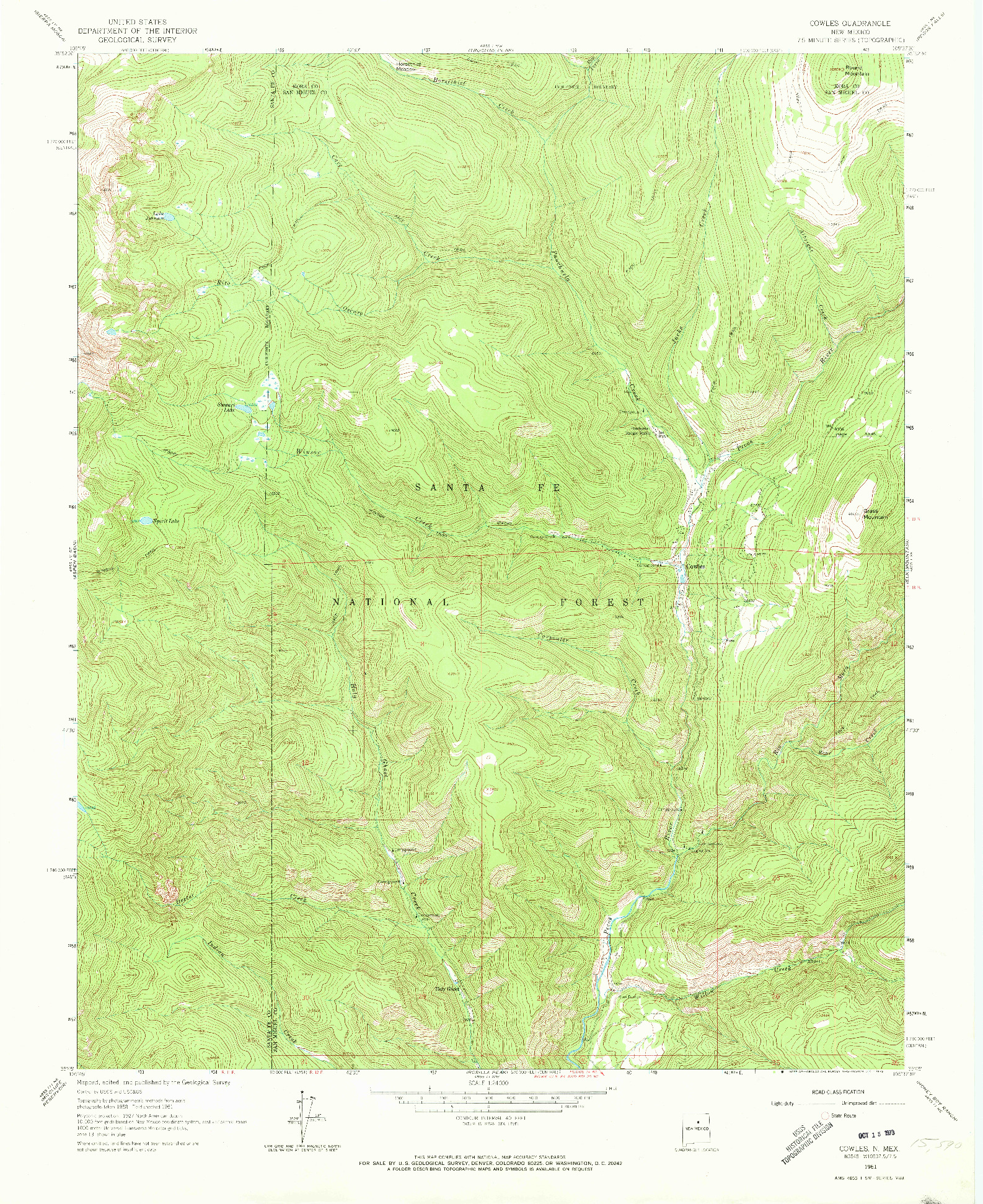 USGS 1:24000-SCALE QUADRANGLE FOR COWLES, NM 1961