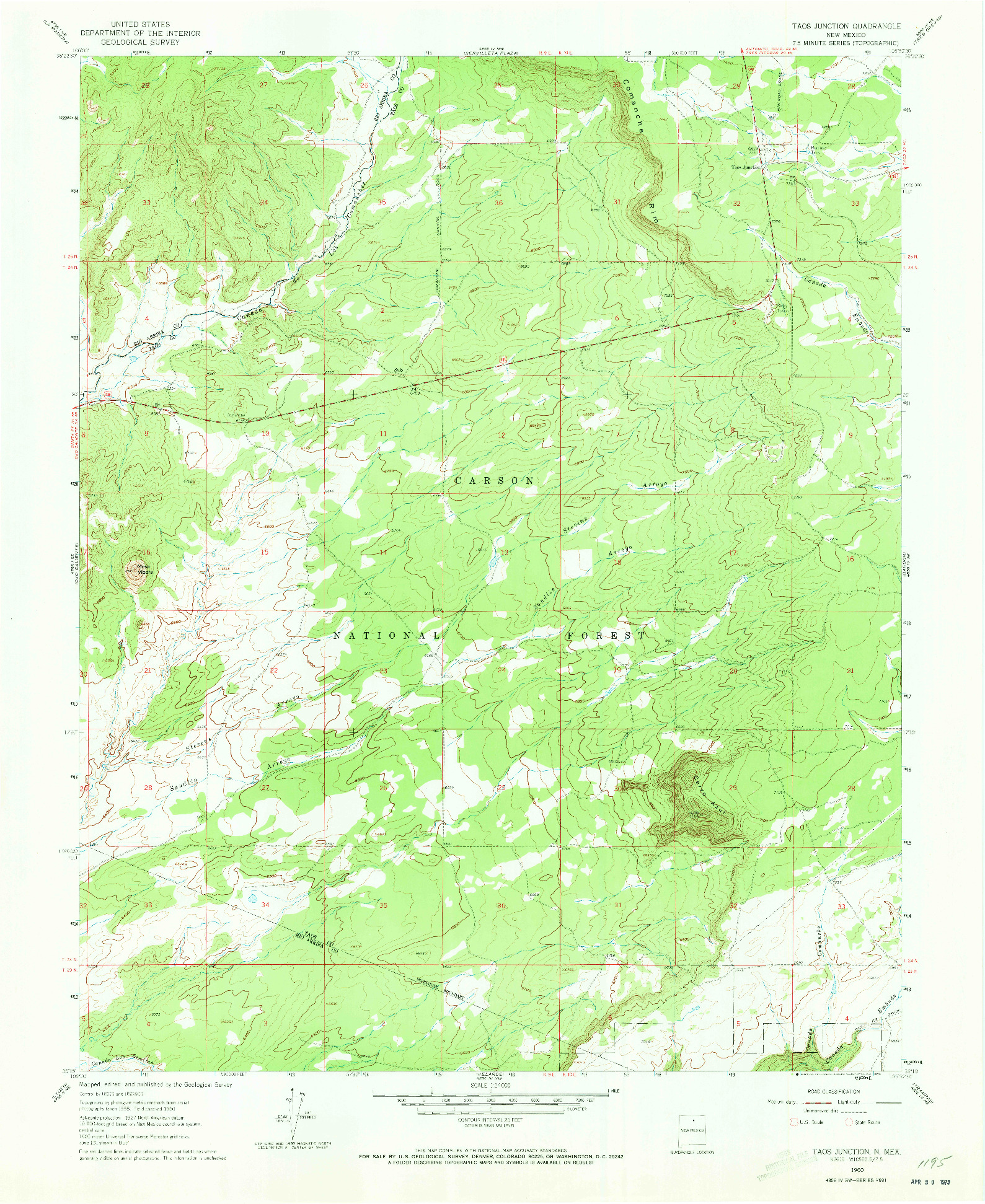 USGS 1:24000-SCALE QUADRANGLE FOR TAOS JUNCTION, NM 1960