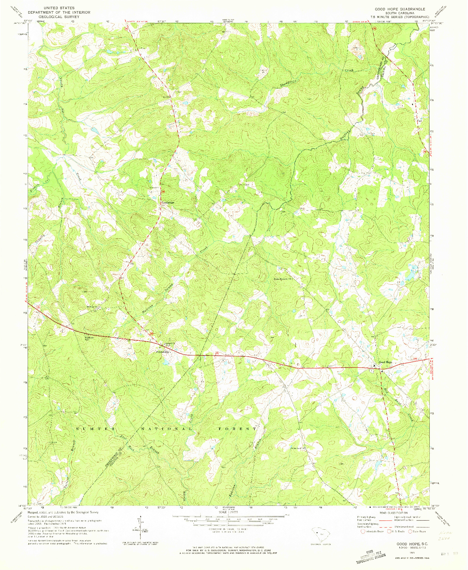 USGS 1:24000-SCALE QUADRANGLE FOR GOOD HOPE, SC 1971