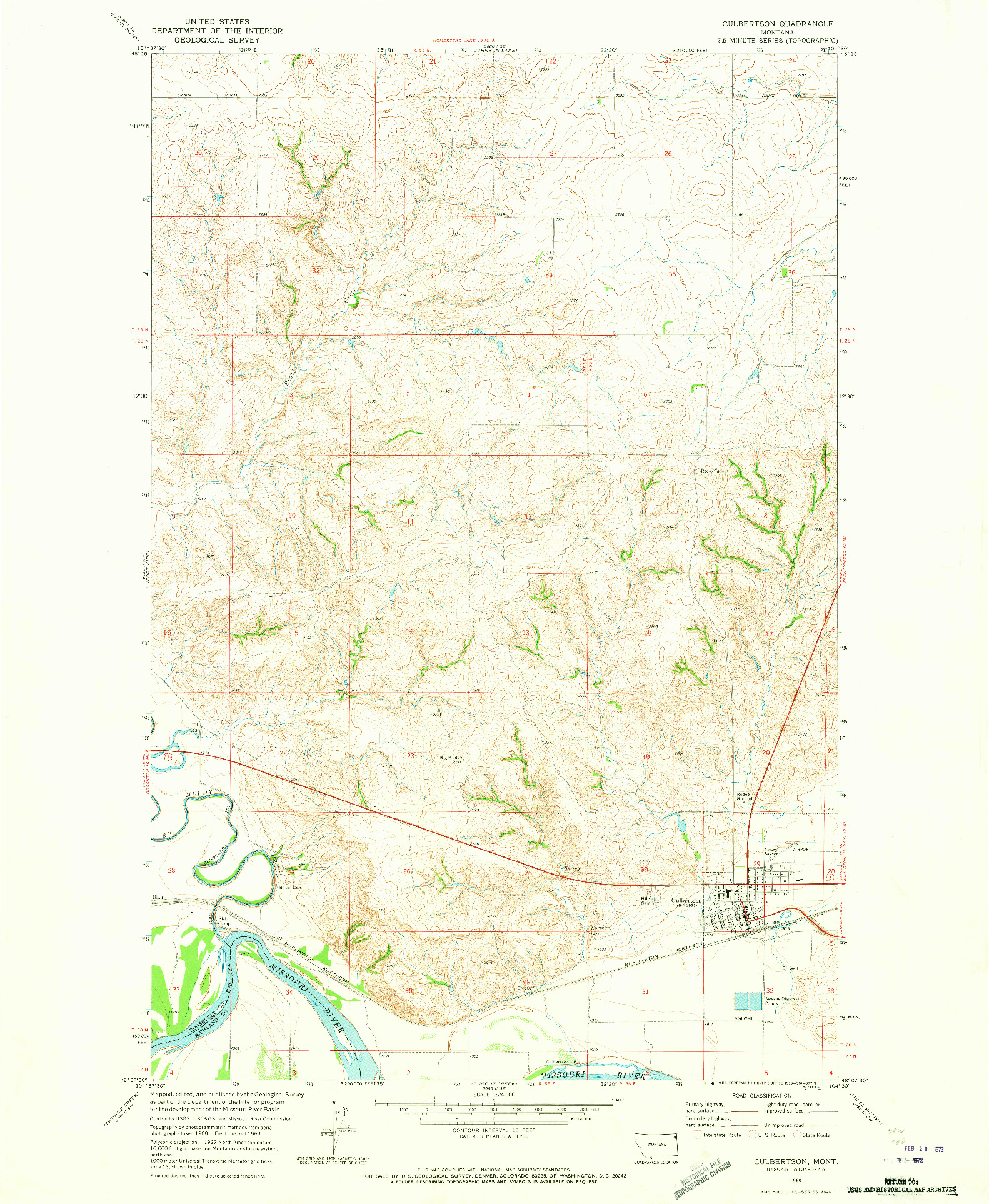 USGS 1:24000-SCALE QUADRANGLE FOR CULBERTSON, MT 1969