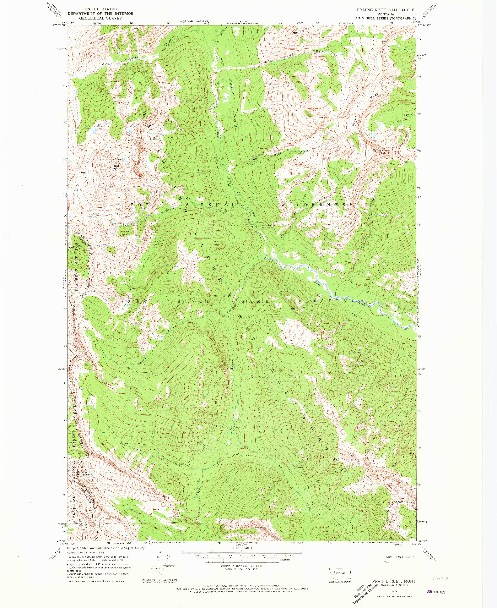 USGS 1:24000-SCALE QUADRANGLE FOR PRAIRIE REEF, MT 1970
