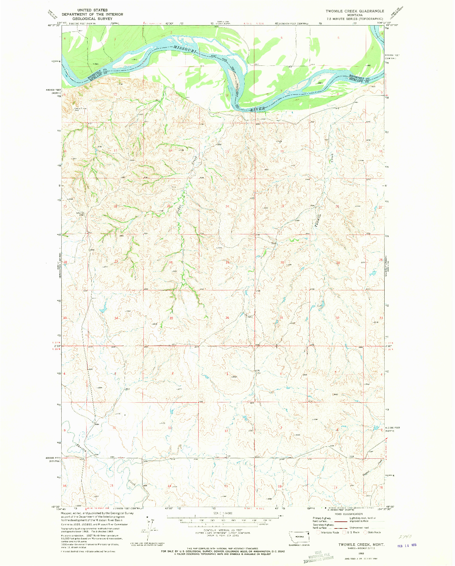 USGS 1:24000-SCALE QUADRANGLE FOR TWOMILE CREEK, MT 1969