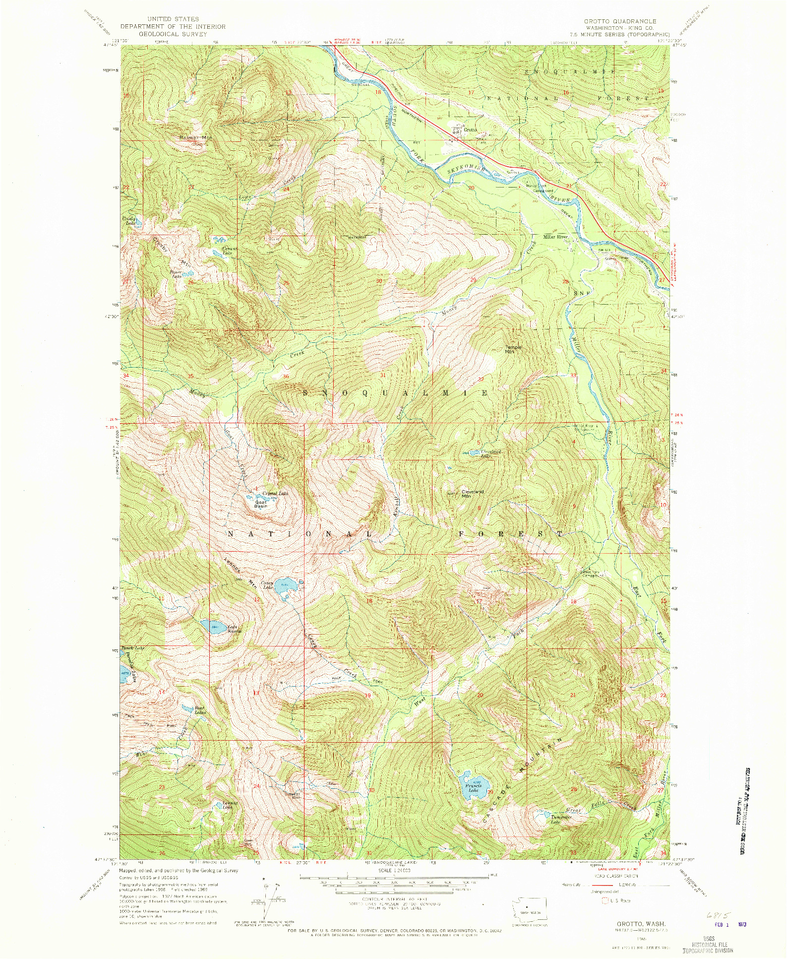 USGS 1:24000-SCALE QUADRANGLE FOR GROTTO, WA 1965