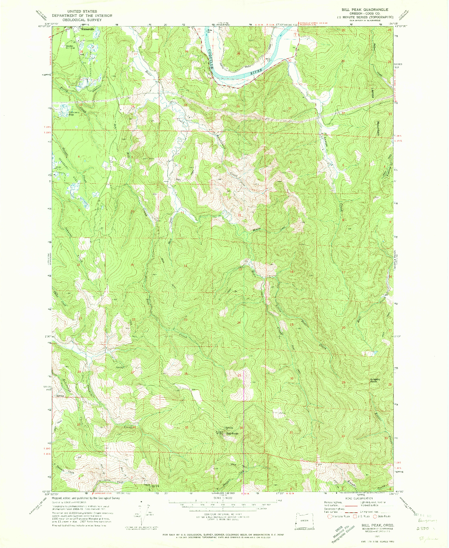 USGS 1:24000-SCALE QUADRANGLE FOR BILL PEAK, OR 1971