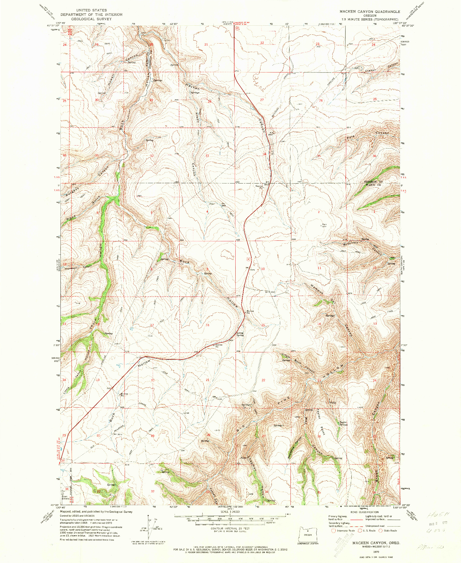 USGS 1:24000-SCALE QUADRANGLE FOR MACKEN CANYON, OR 1970