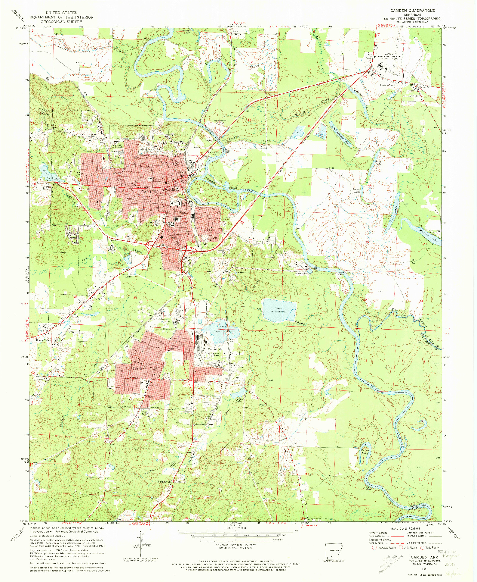 USGS 1:24000-SCALE QUADRANGLE FOR CAMDEN, AR 1971