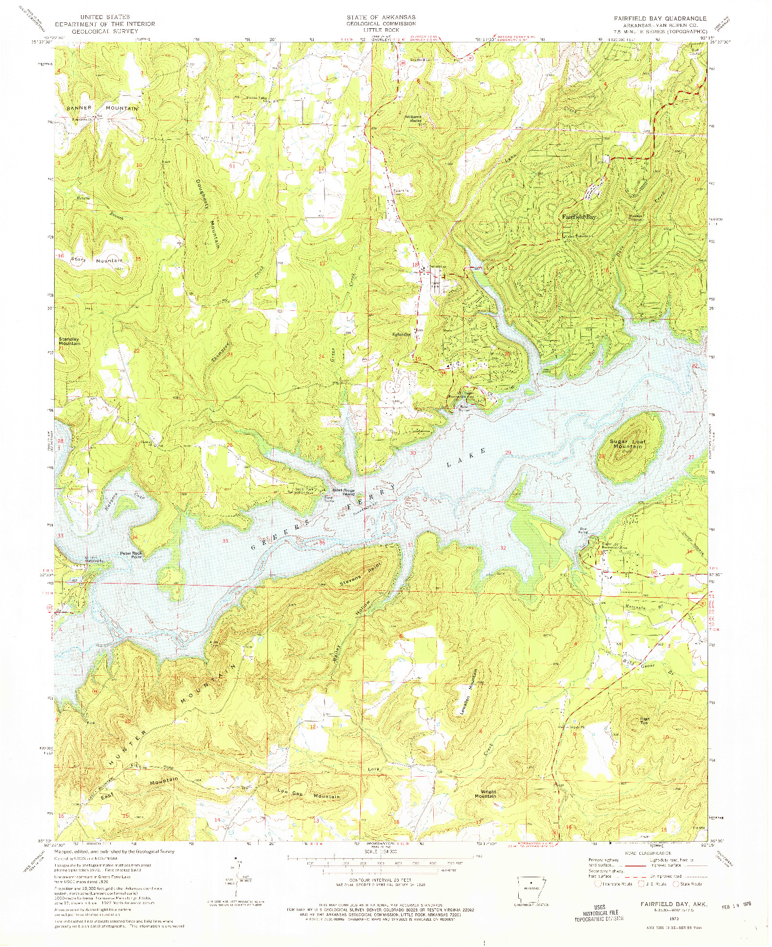 USGS 1:24000-SCALE QUADRANGLE FOR FAIRFIELD BAY, AR 1973