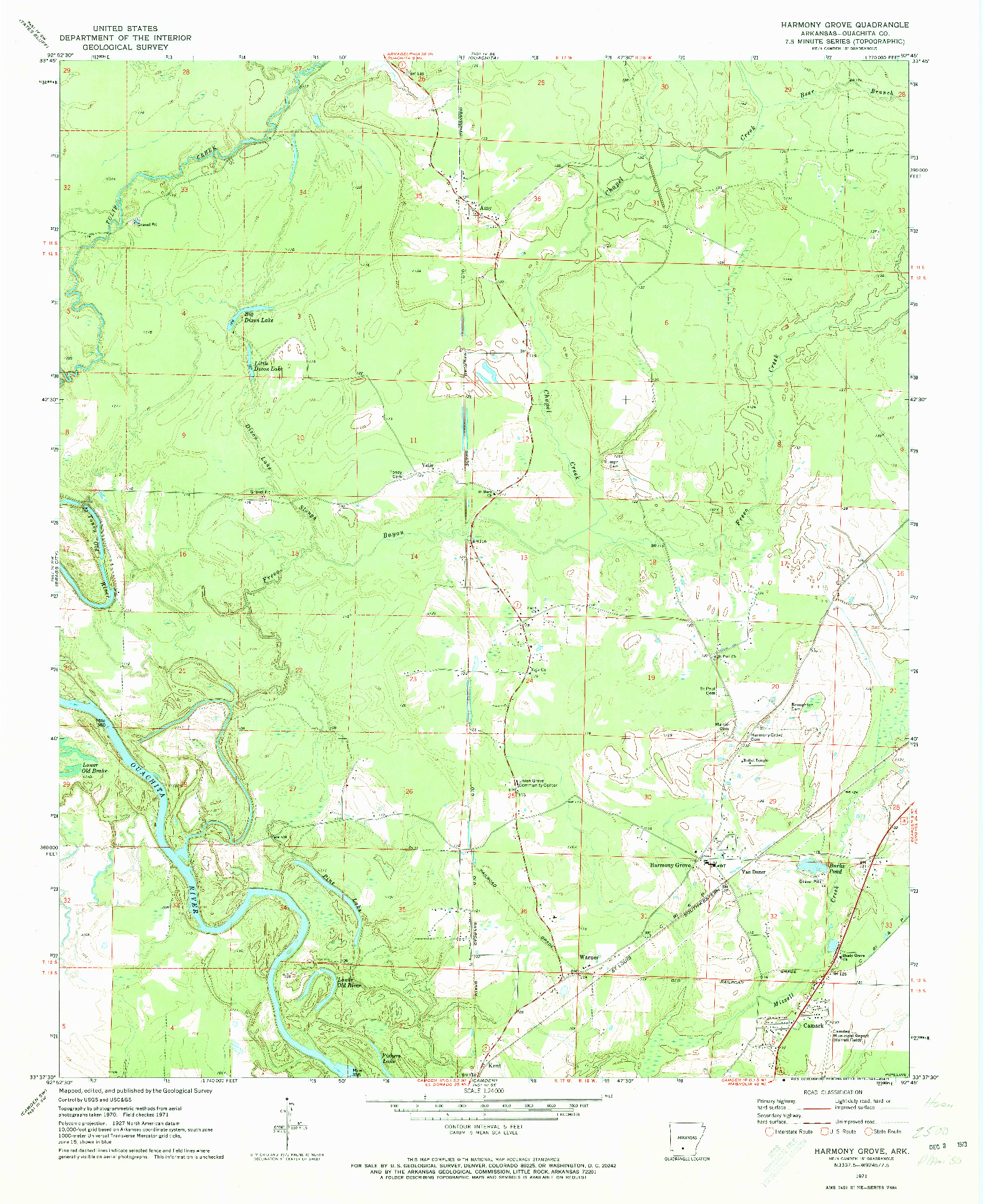 USGS 1:24000-SCALE QUADRANGLE FOR HARMONY GROVE, AR 1971