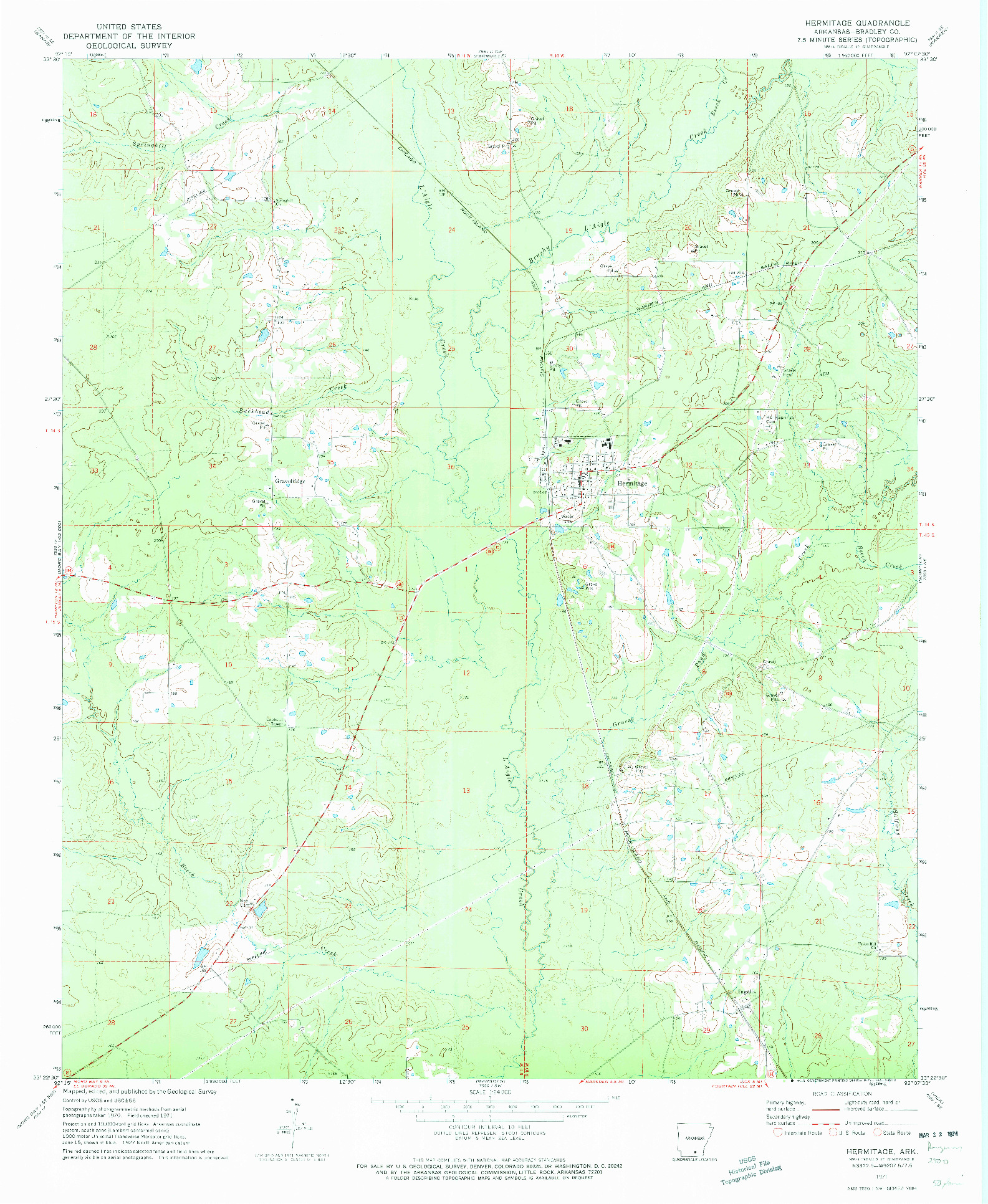 USGS 1:24000-SCALE QUADRANGLE FOR HERMITAGE, AR 1971