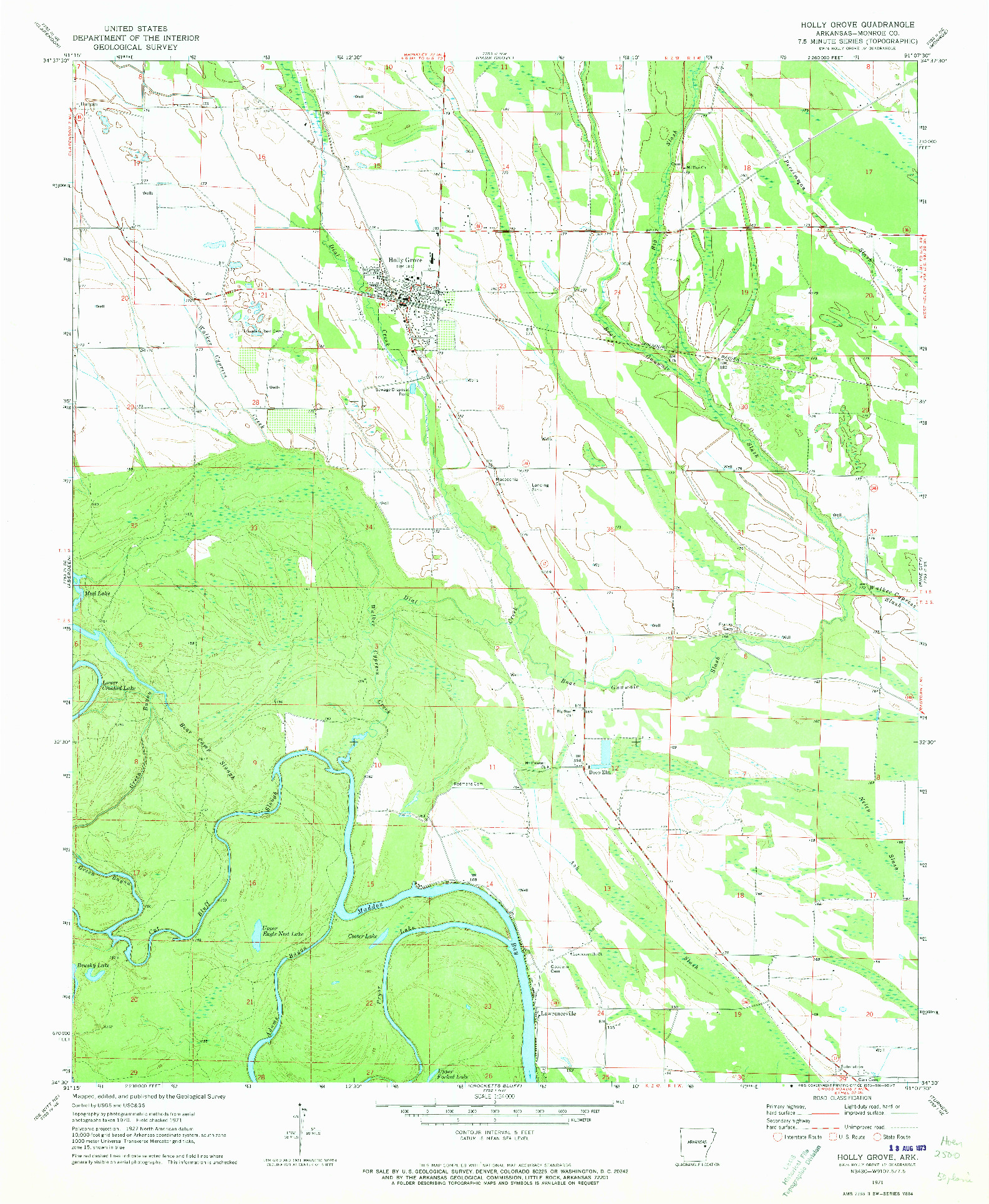 USGS 1:24000-SCALE QUADRANGLE FOR HOLLY GROVE, AR 1971