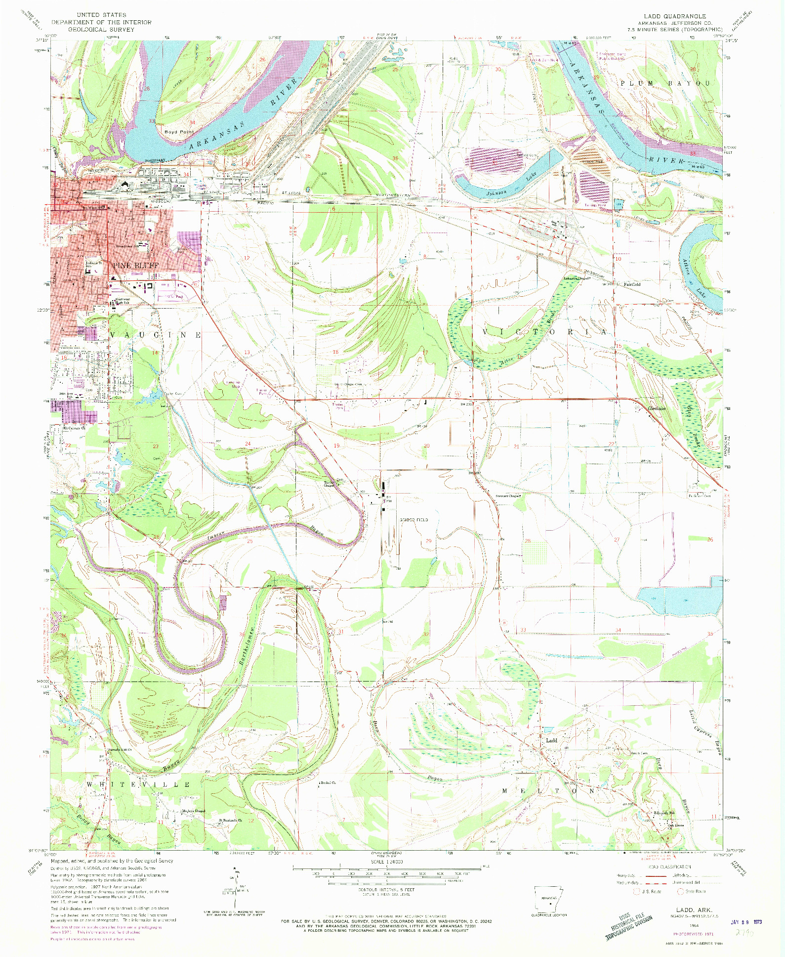 USGS 1:24000-SCALE QUADRANGLE FOR LADD, AR 1964