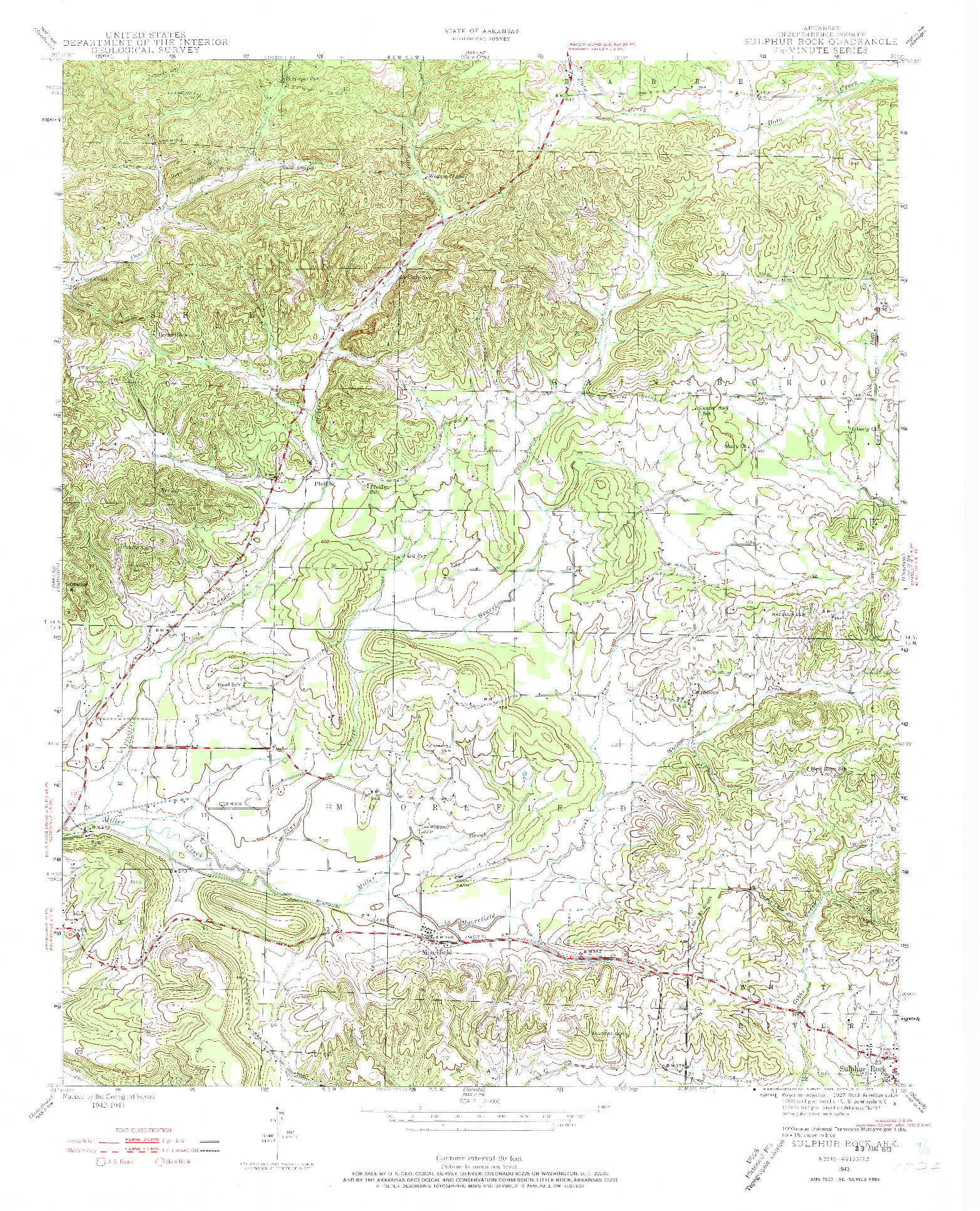 USGS 1:24000-SCALE QUADRANGLE FOR SULPHUR ROCK, AR 1943