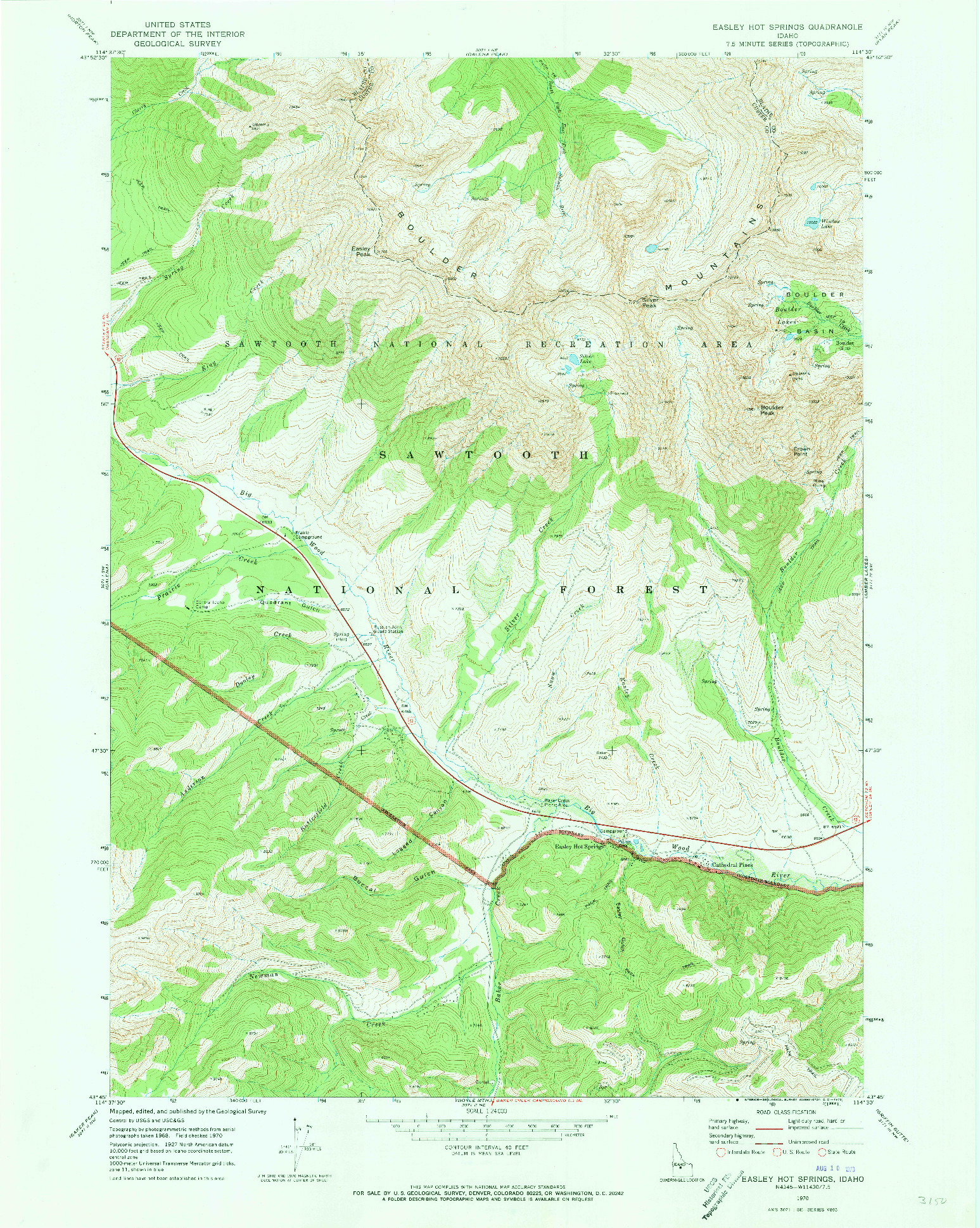 USGS 1:24000-SCALE QUADRANGLE FOR EASLEY HOT SPRINGS, ID 1970