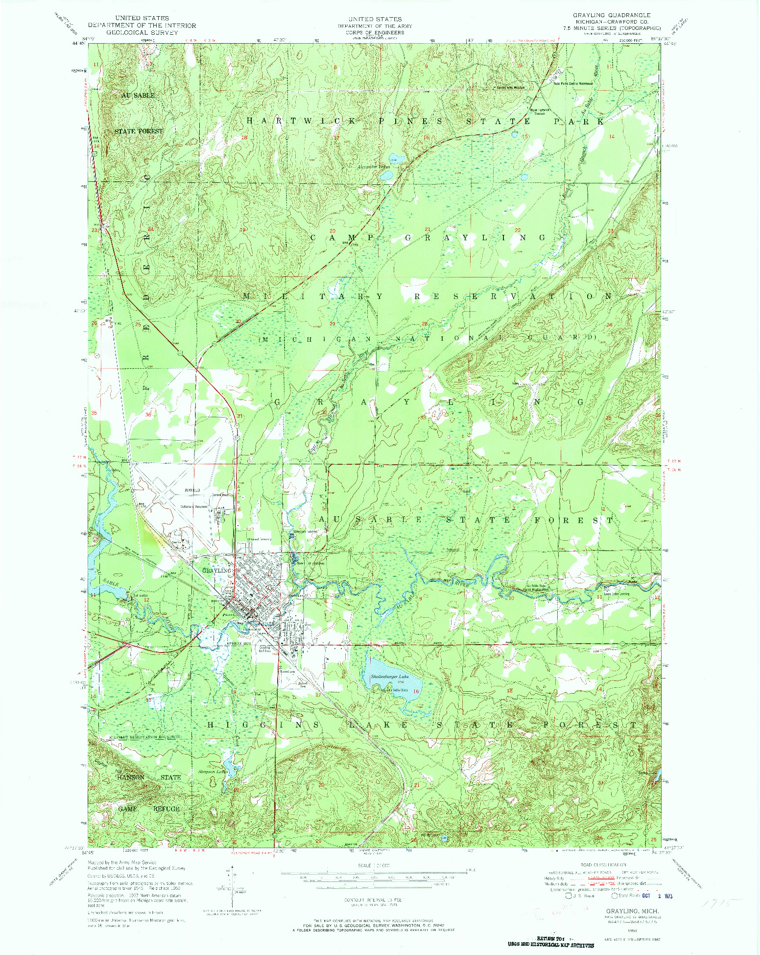 USGS 1:24000-SCALE QUADRANGLE FOR GRAYLING, MI 1950