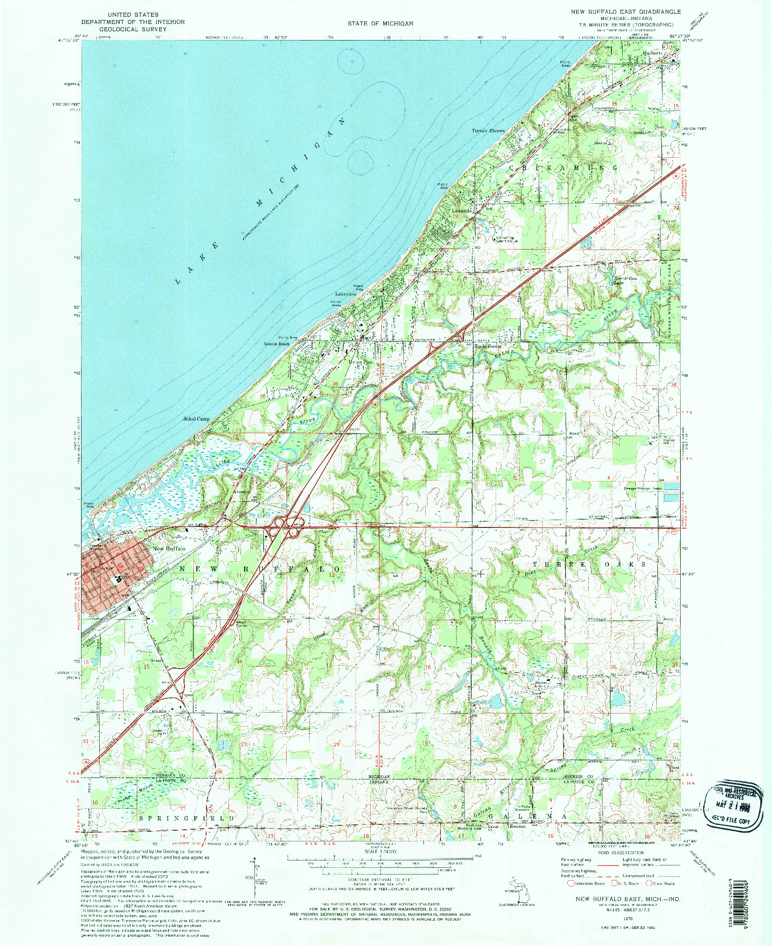 USGS 1:24000-SCALE QUADRANGLE FOR NEW BUFFALO EAST, MI 1970