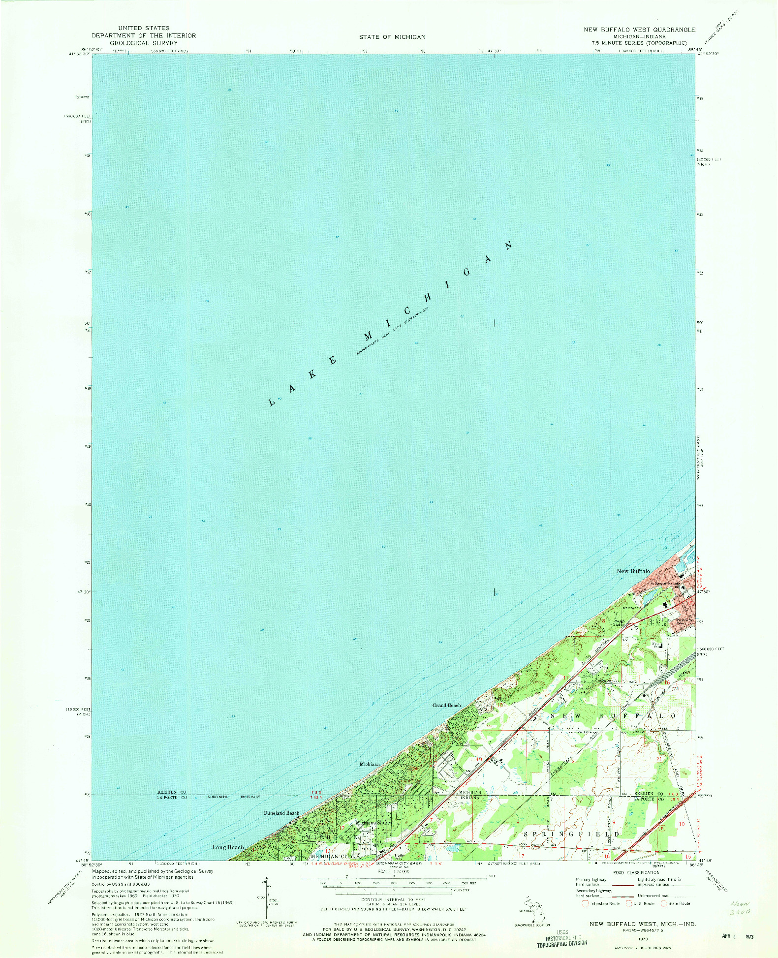 USGS 1:24000-SCALE QUADRANGLE FOR NEW BUFFALO WEST, MI 1970