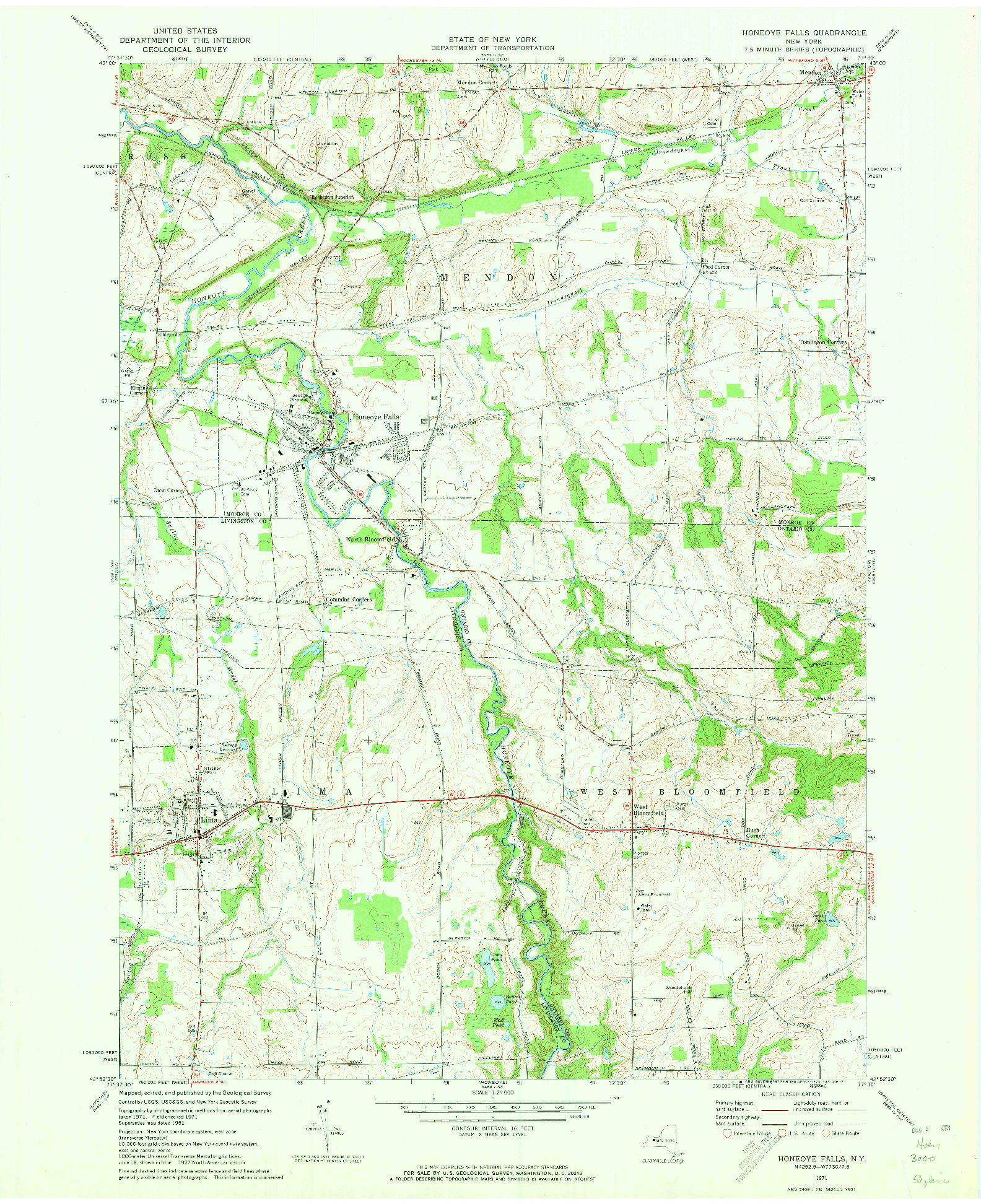 USGS 1:24000-SCALE QUADRANGLE FOR HONEOYE FALLS, NY 1971