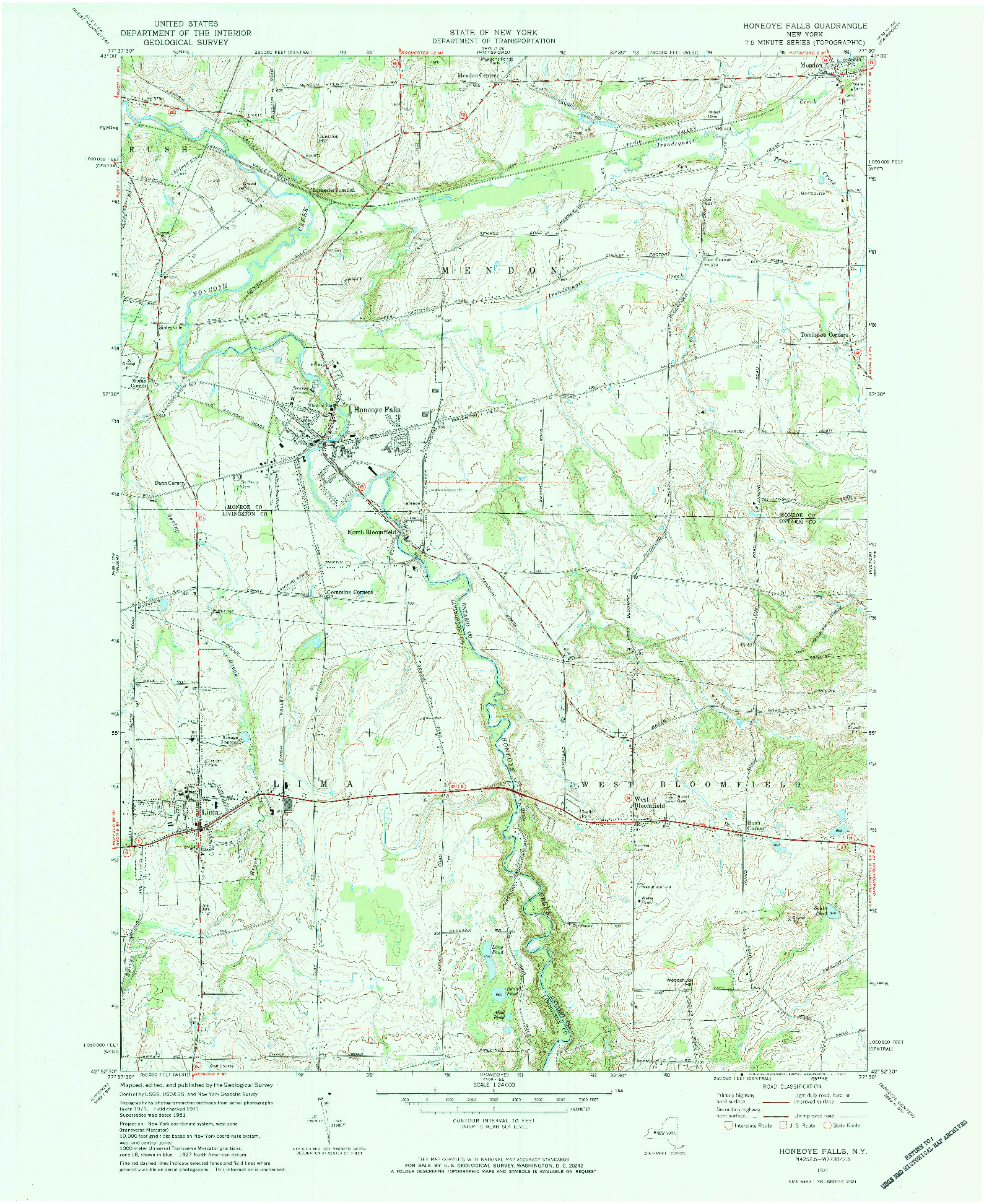 USGS 1:24000-SCALE QUADRANGLE FOR HONEOYE FALLS, NY 1971