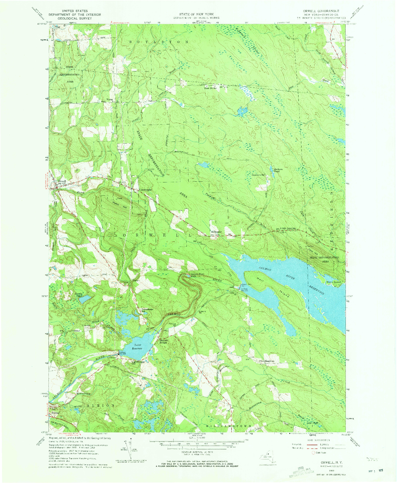 USGS 1:24000-SCALE QUADRANGLE FOR ORWELL, NY 1959