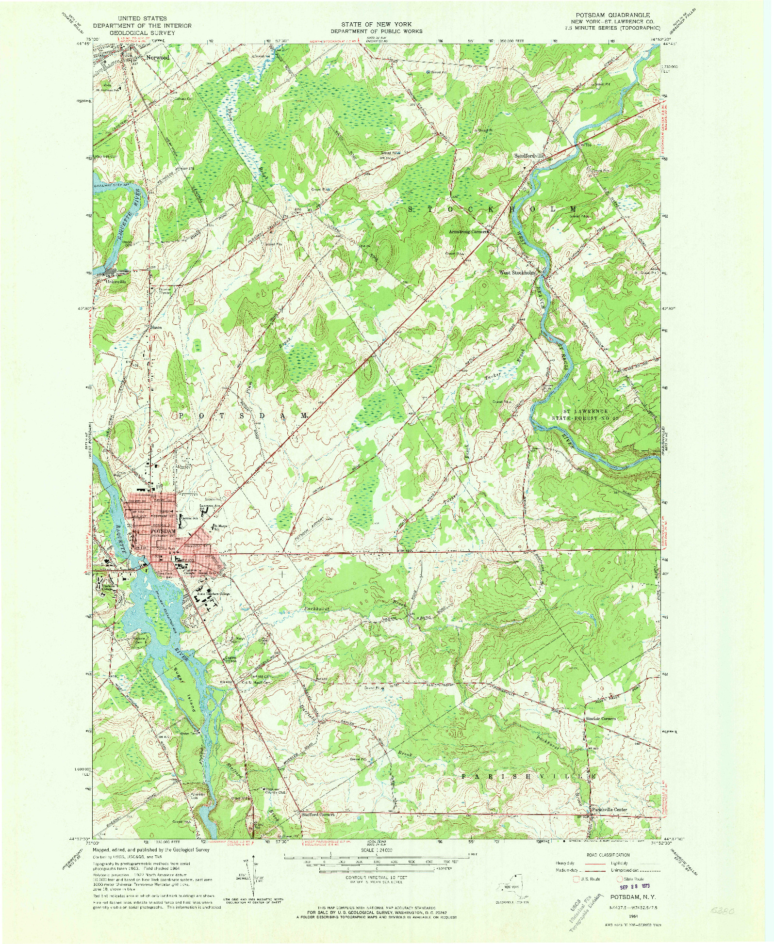 USGS 1:24000-SCALE QUADRANGLE FOR POTSDAM, NY 1964