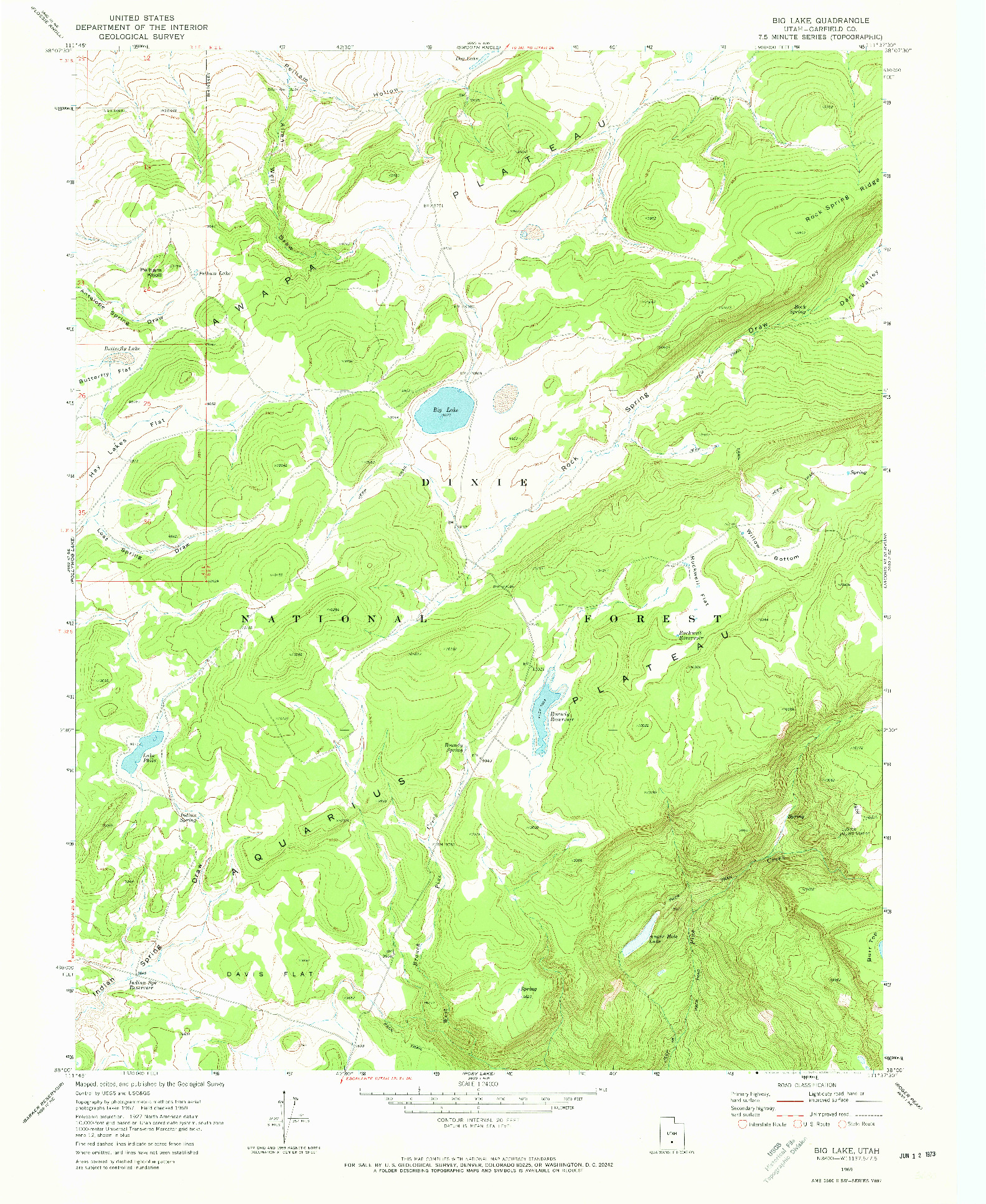 USGS 1:24000-SCALE QUADRANGLE FOR BIG LAKE, UT 1969